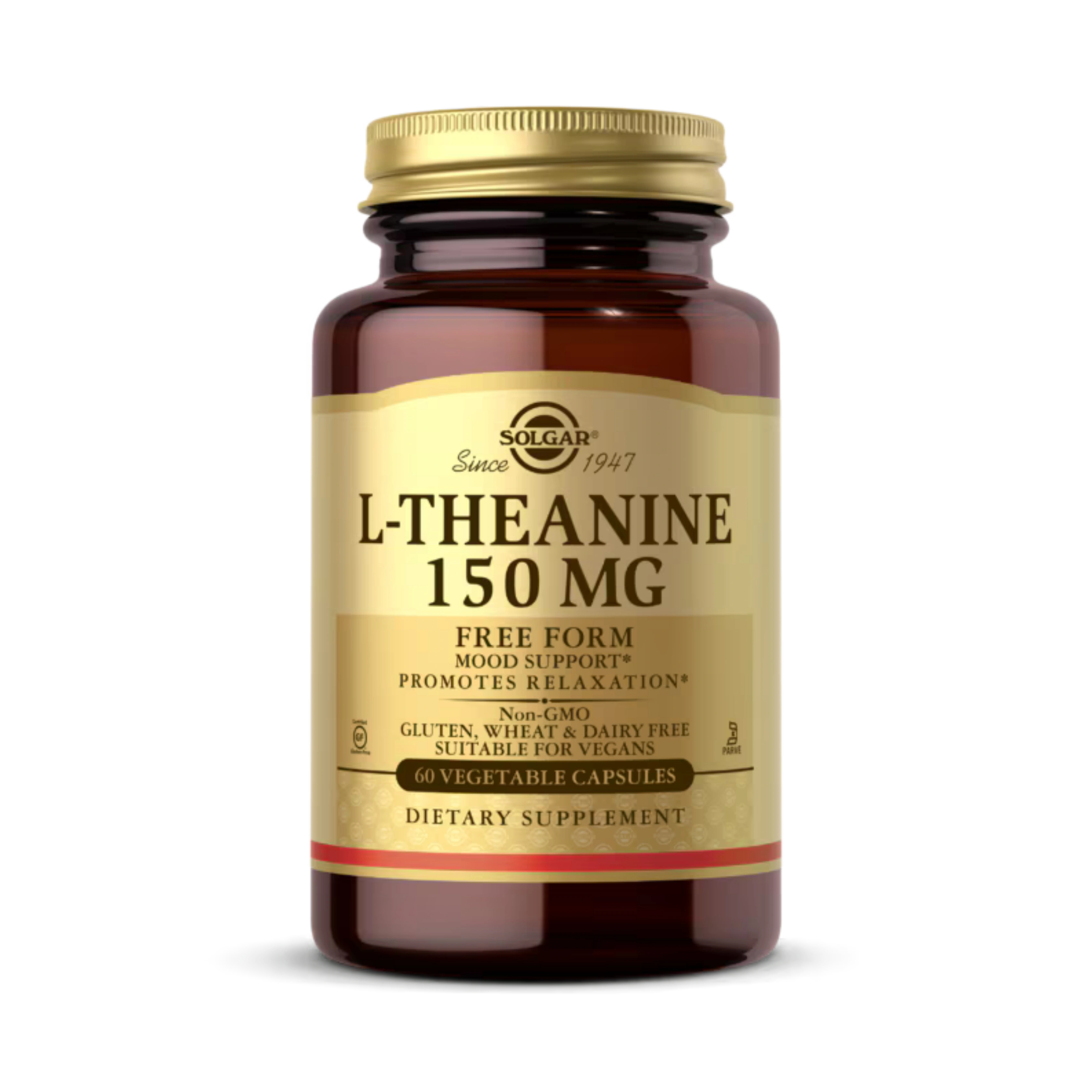 Solgar, L-Theanine, Free Form, 150 Mg, 60 Vegetable Capsules