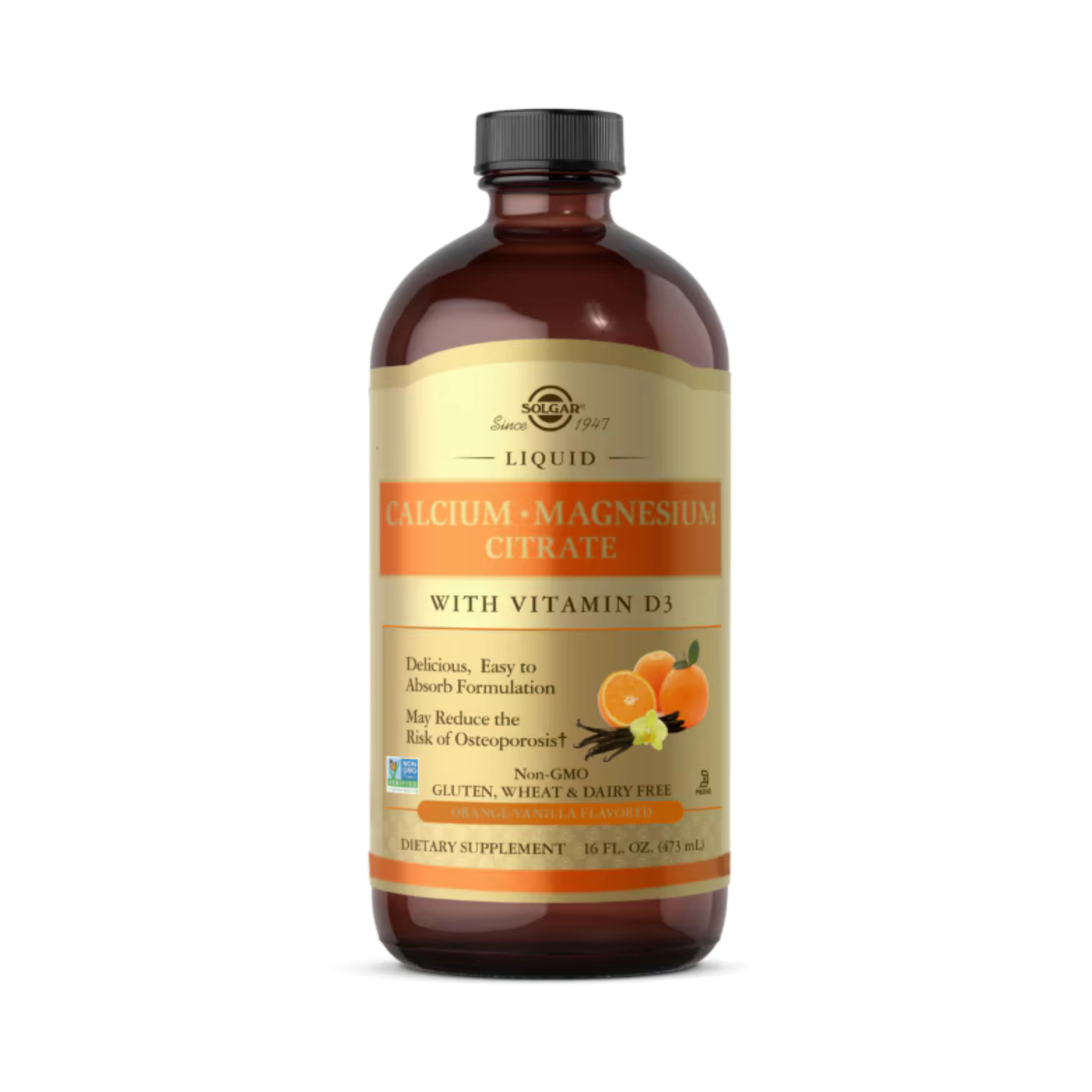 Solgar, Liquid Calcium Magnesium Citrate with Vitamin D3, Orange-Vanilla, 16 Fl Oz