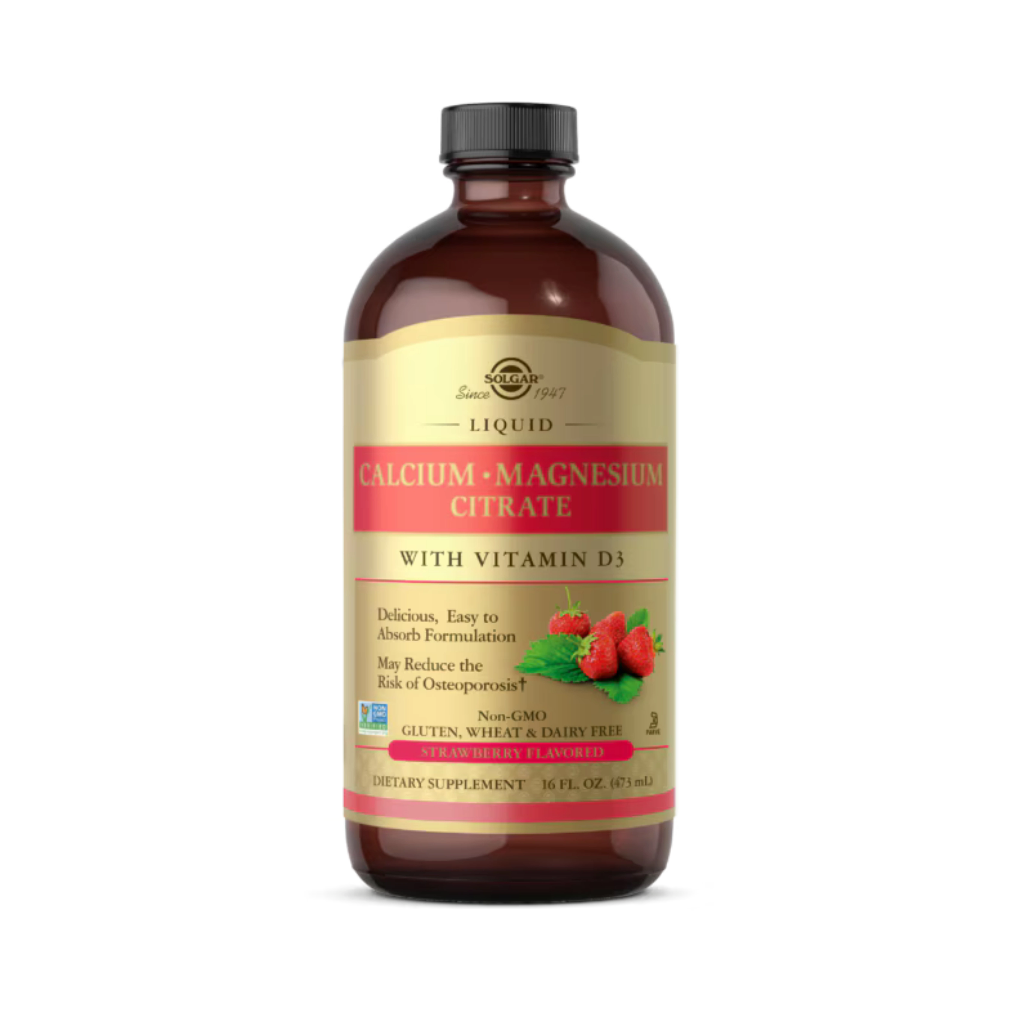 Solgar, Liquid Calcium Magnesium Citrate with Vitamin D3, Strawberry, 16 Fl Oz