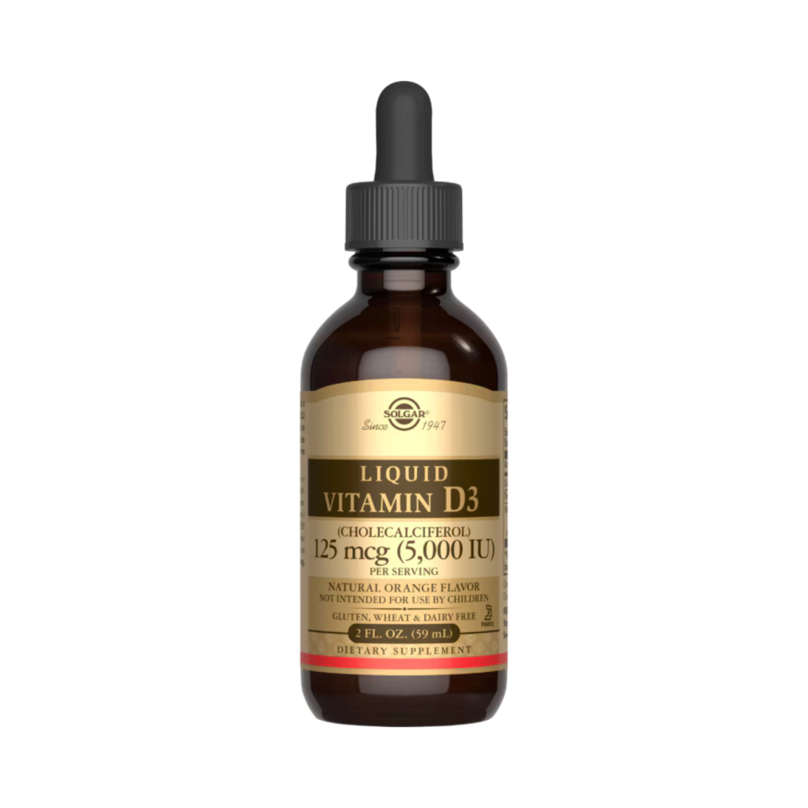 Solgar, Liquid Vitamin D3, Natural Orange , 125 Mcg (5,000 IU), 2 Fl Oz