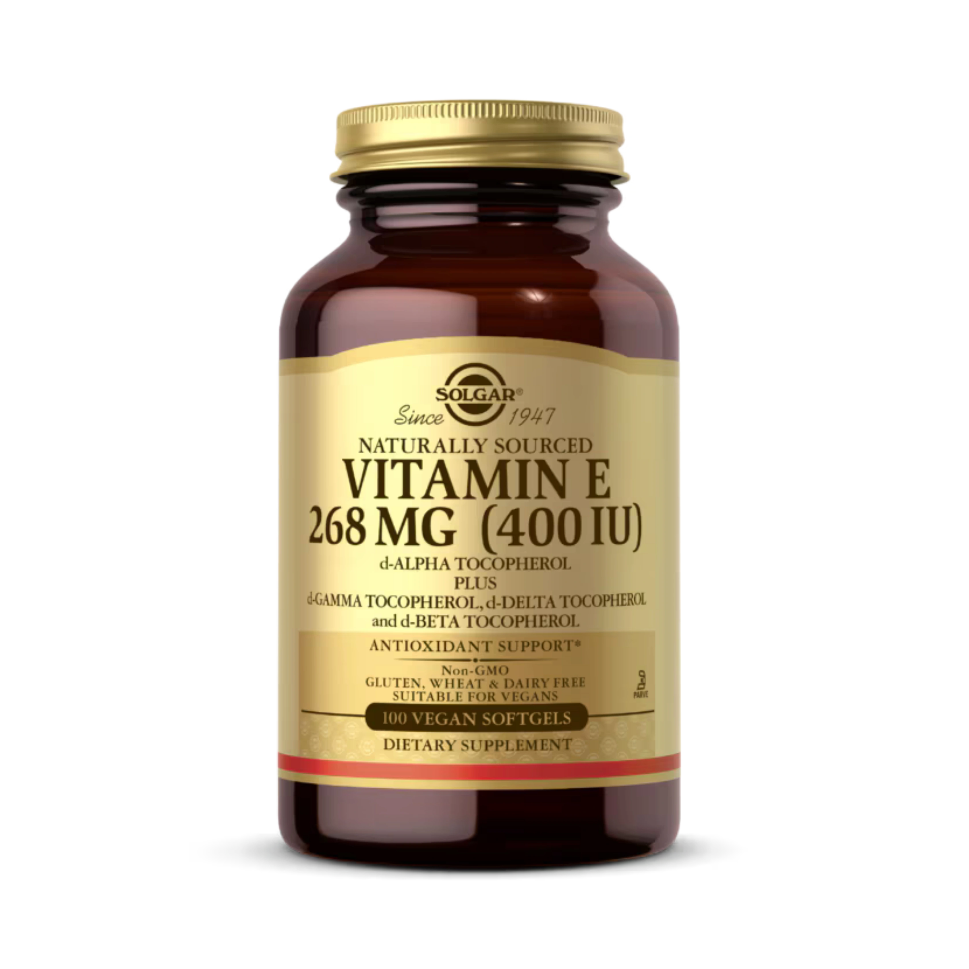 Solgar, Naturally Sourced Vitamin E, 268 Mg (400 IU), 100 Vegan Softgels