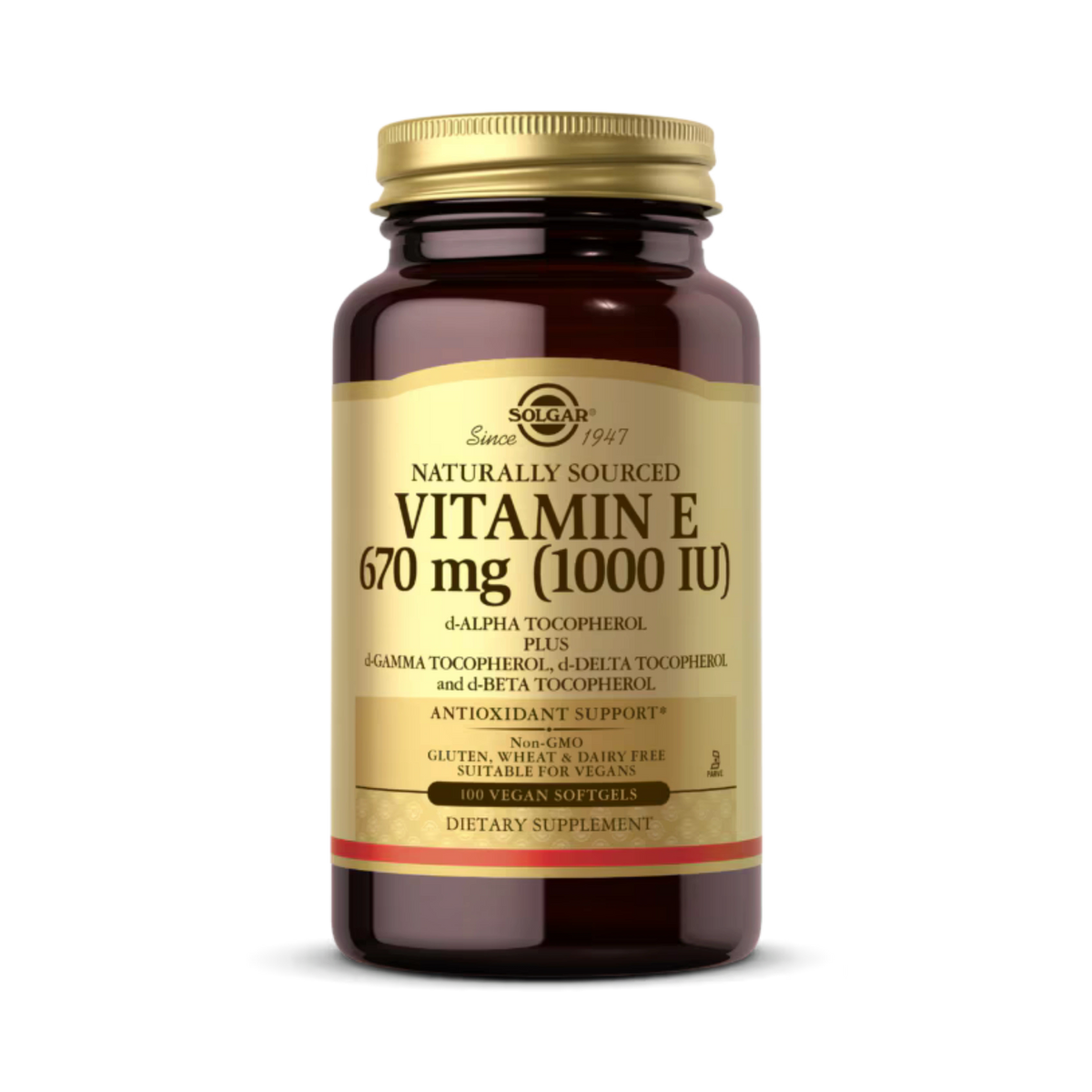 Solgar, Naturally Sourced Vitamin E, 670 Mg (1,000 IU), 100 Vegan Softgels