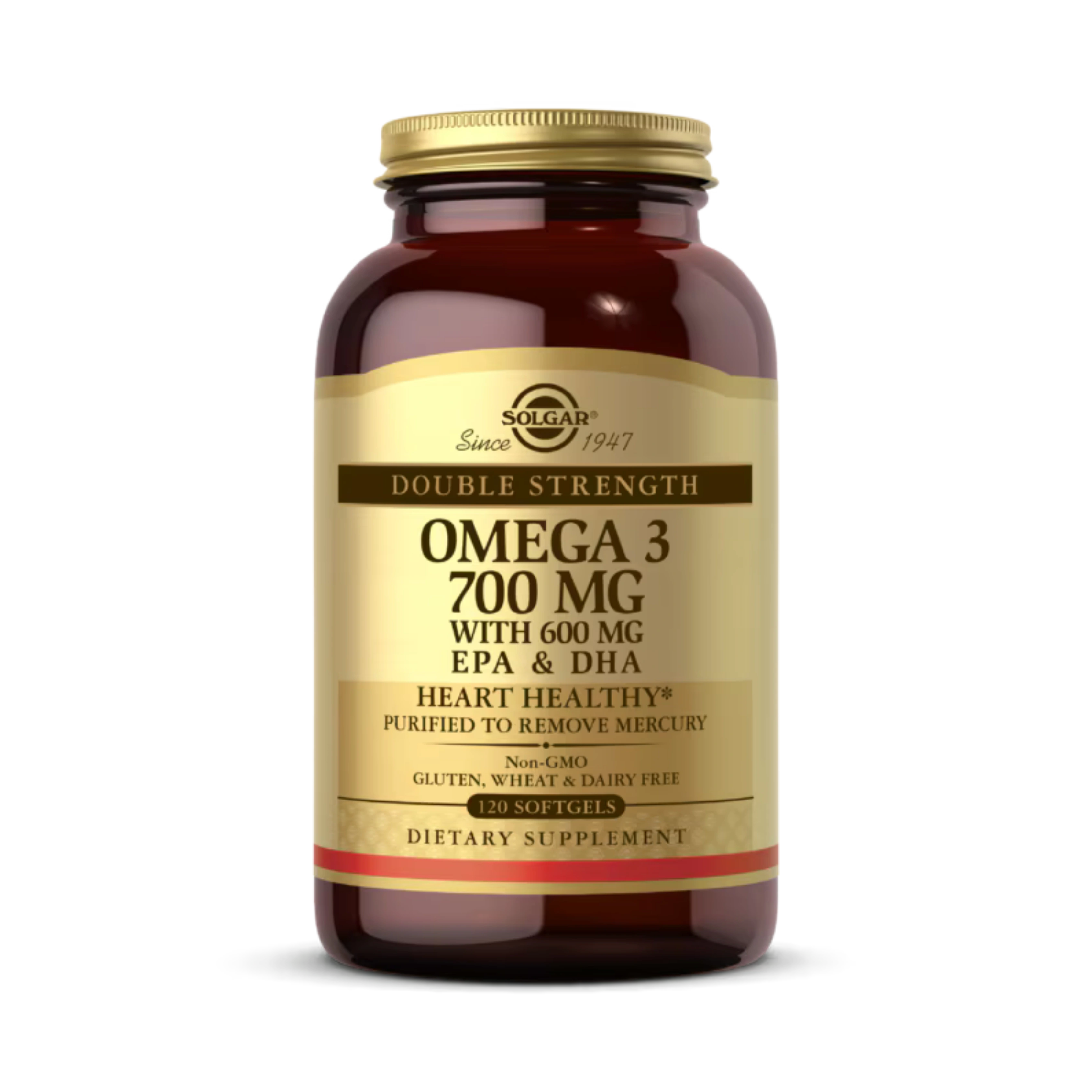Solgar, Omega-3, EPA & DHA, Double Strength, 700 Mg, 120 Softgels