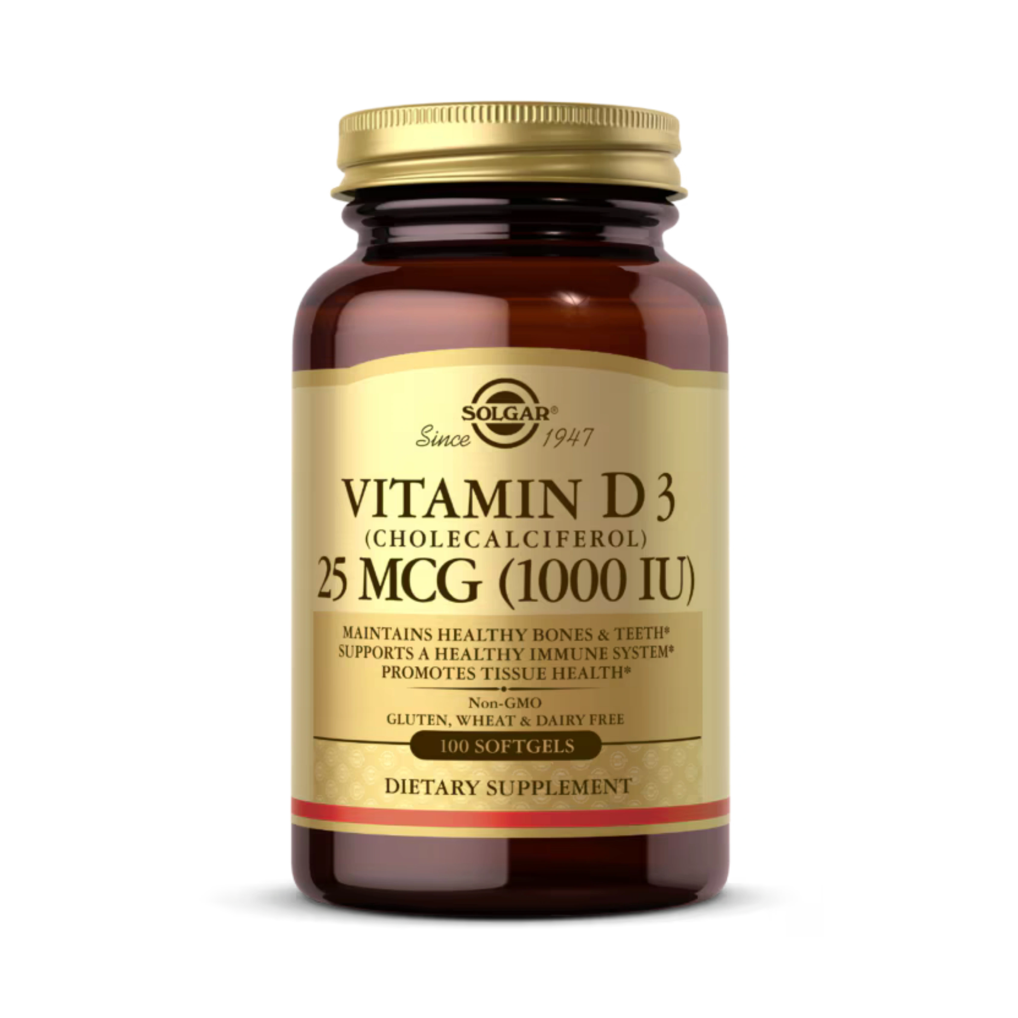 Solgar, Vitamin D 3 (Cholecalciferol), 25 Mcg (1,000 IU), 100 Softgels