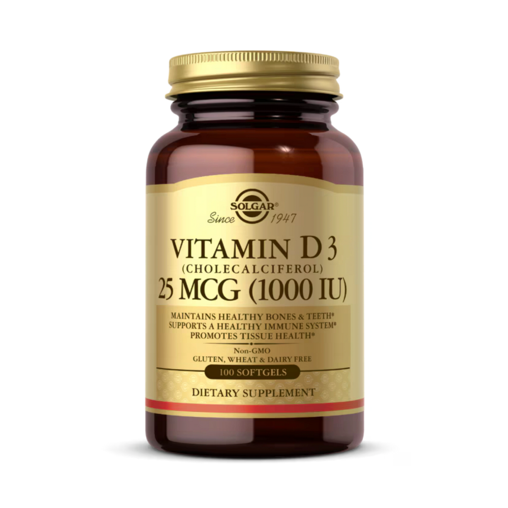 Solgar, Vitamin D 3 (Cholecalciferol), 25 Mcg (1,000 IU), 100 Softgels