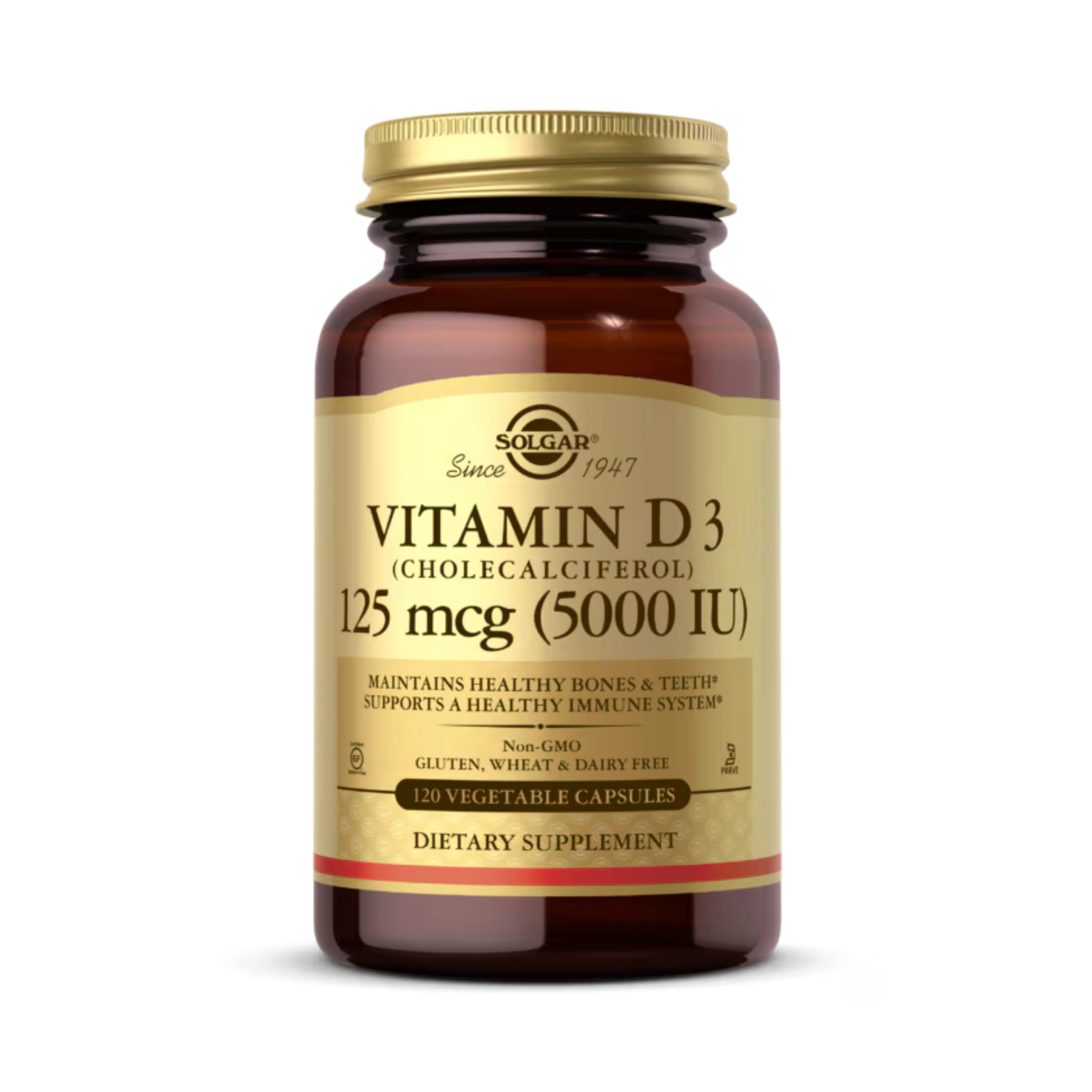 Solgar, Vitamin D3, 125 Mcg (5,000 IU), 120 Vegetable Capsules