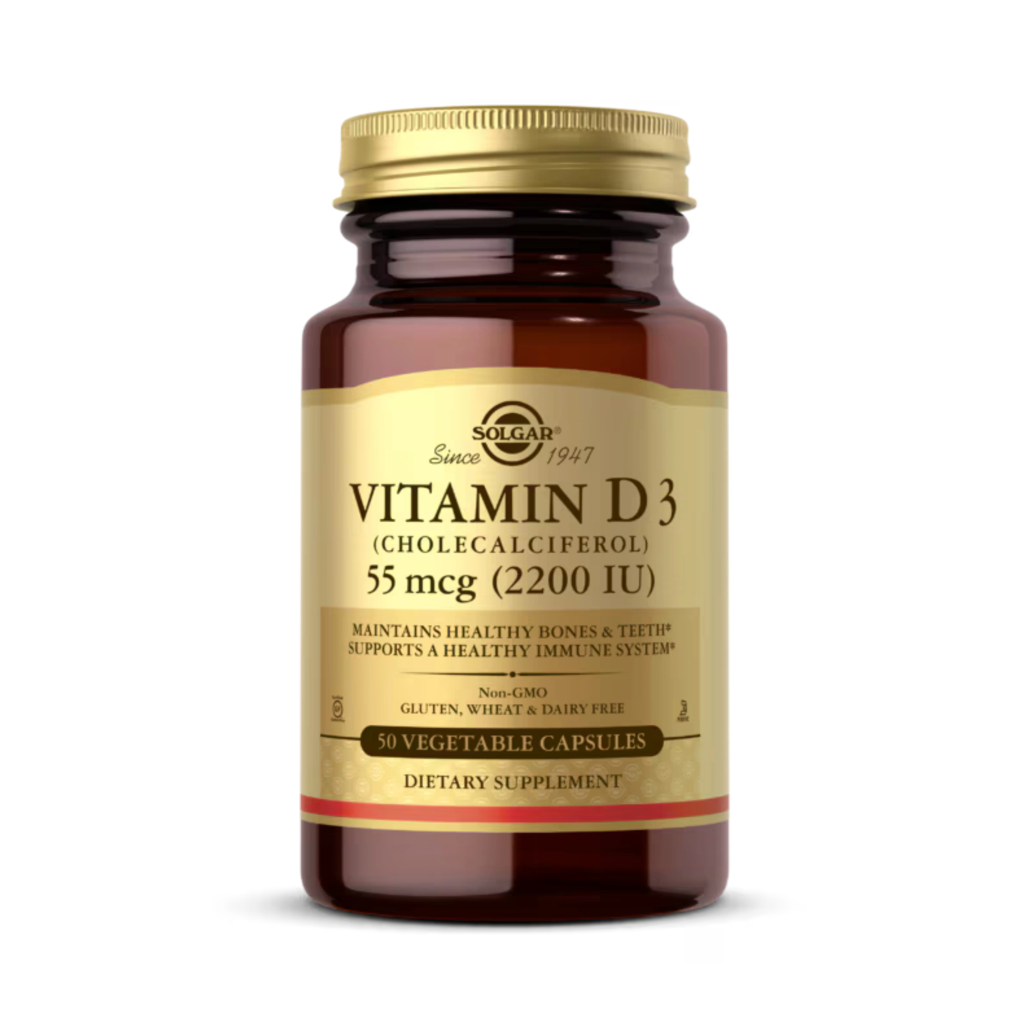Solgar, Vitamin D3, 55 Mcg (2,200 IU), 50 Vegetable Capsules