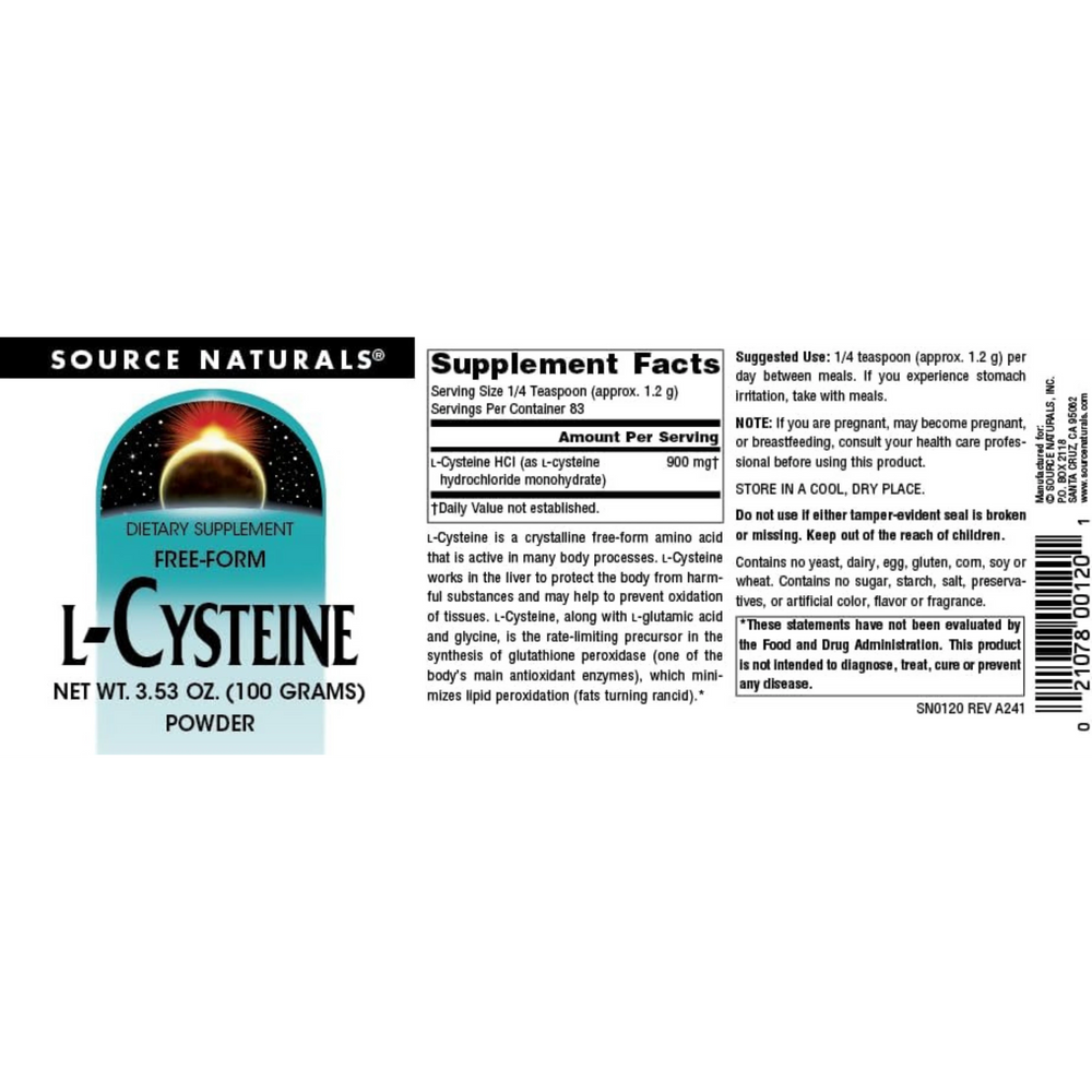 Source Natural, L-Cysteine, 3.53 Oz, Powder