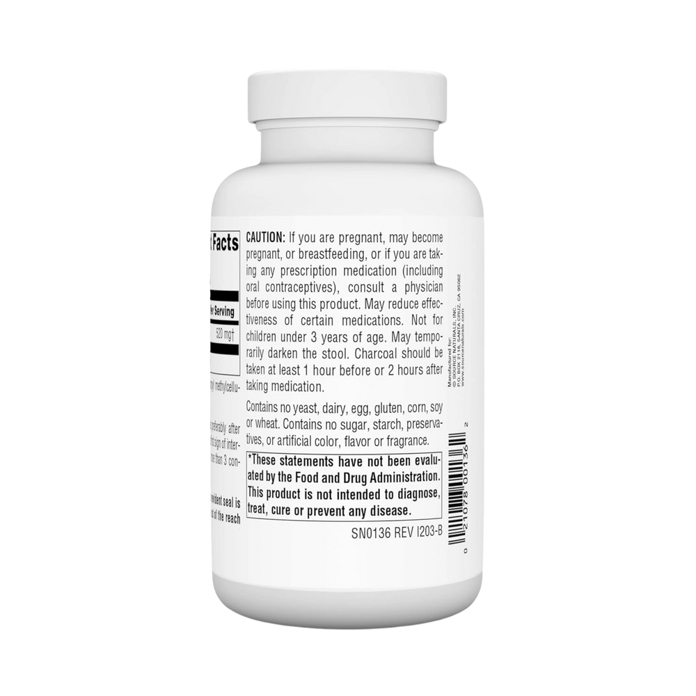 Source Naturals 100% Pure Activated Charcoal 260 Mg, 200 Capsules