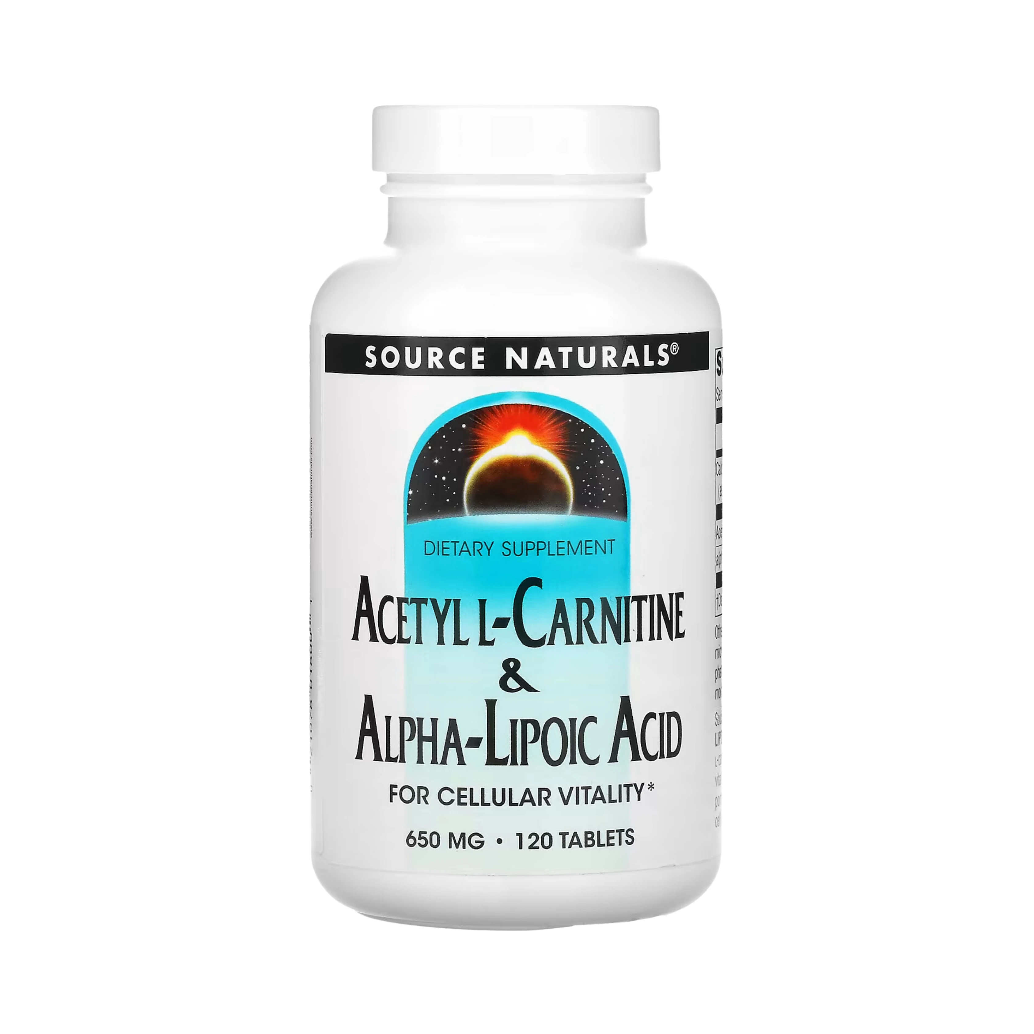 Source Naturals, Acetyl L-Carnitine & Alpha-Lipoic Acid, 650 Mg, 120 Tabs