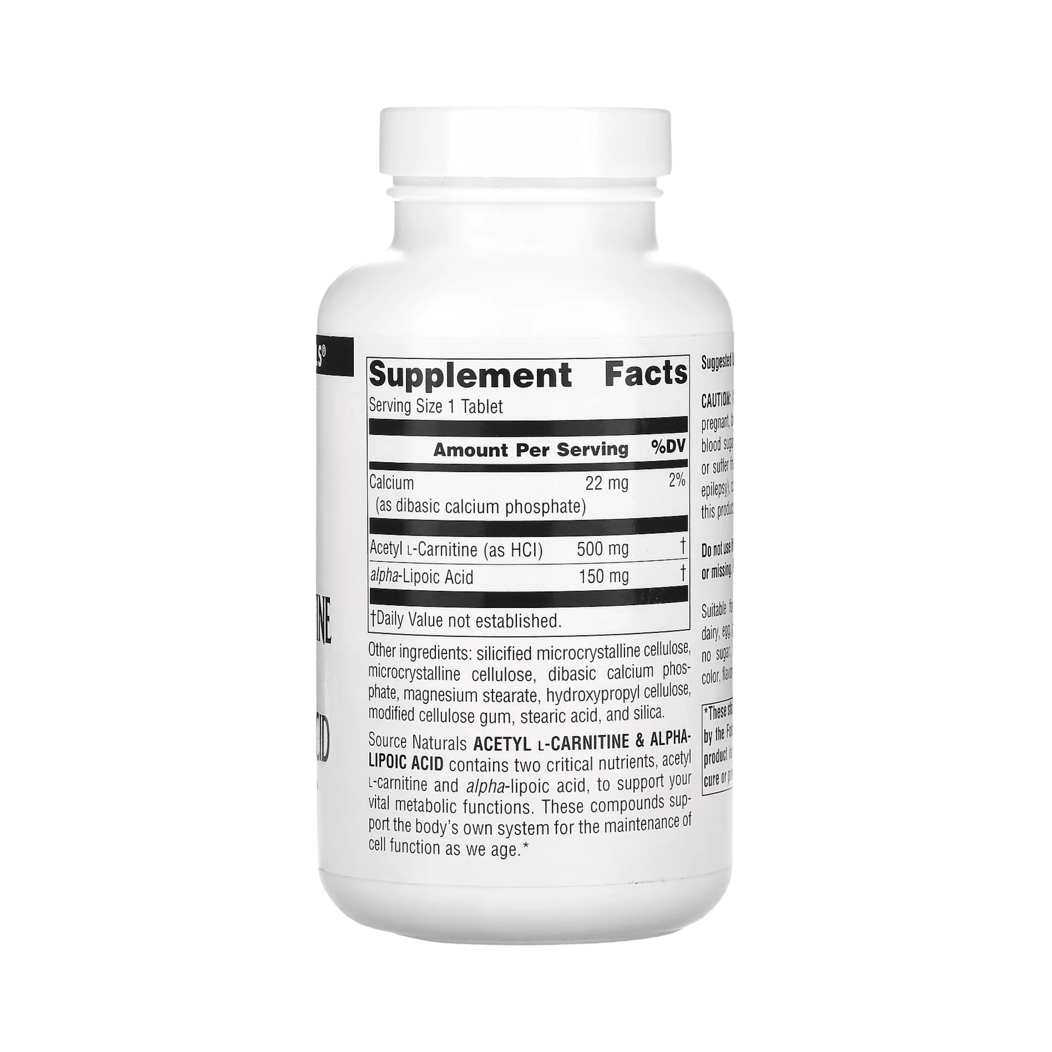 Source Naturals, Acetyl L-Carnitine & Alpha-Lipoic Acid, 650 Mg, 120 Tabs