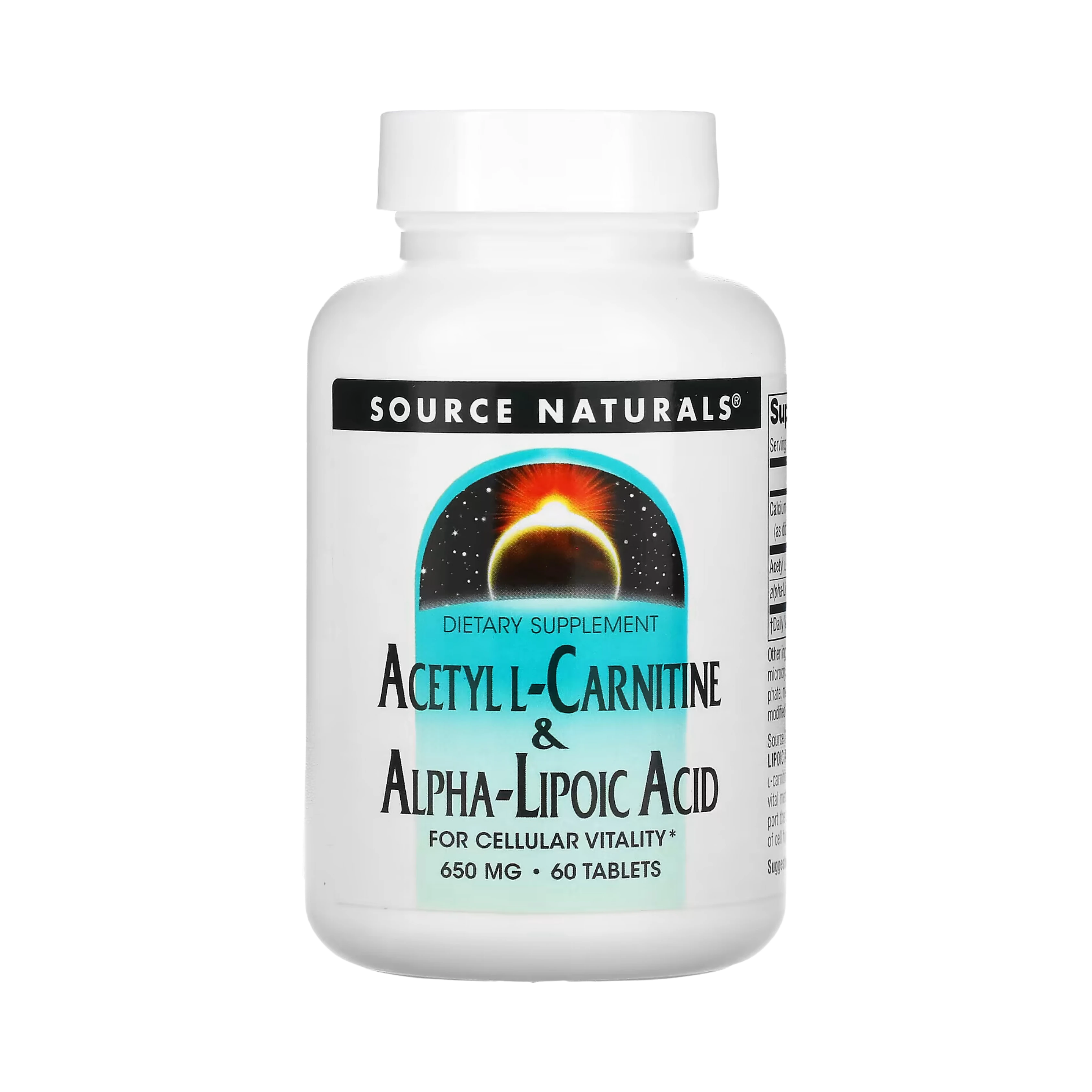 Source Naturals, Acetyl L-Carnitine & Alpha-Lipoic Acid, 650 Mg, 60 Tabs