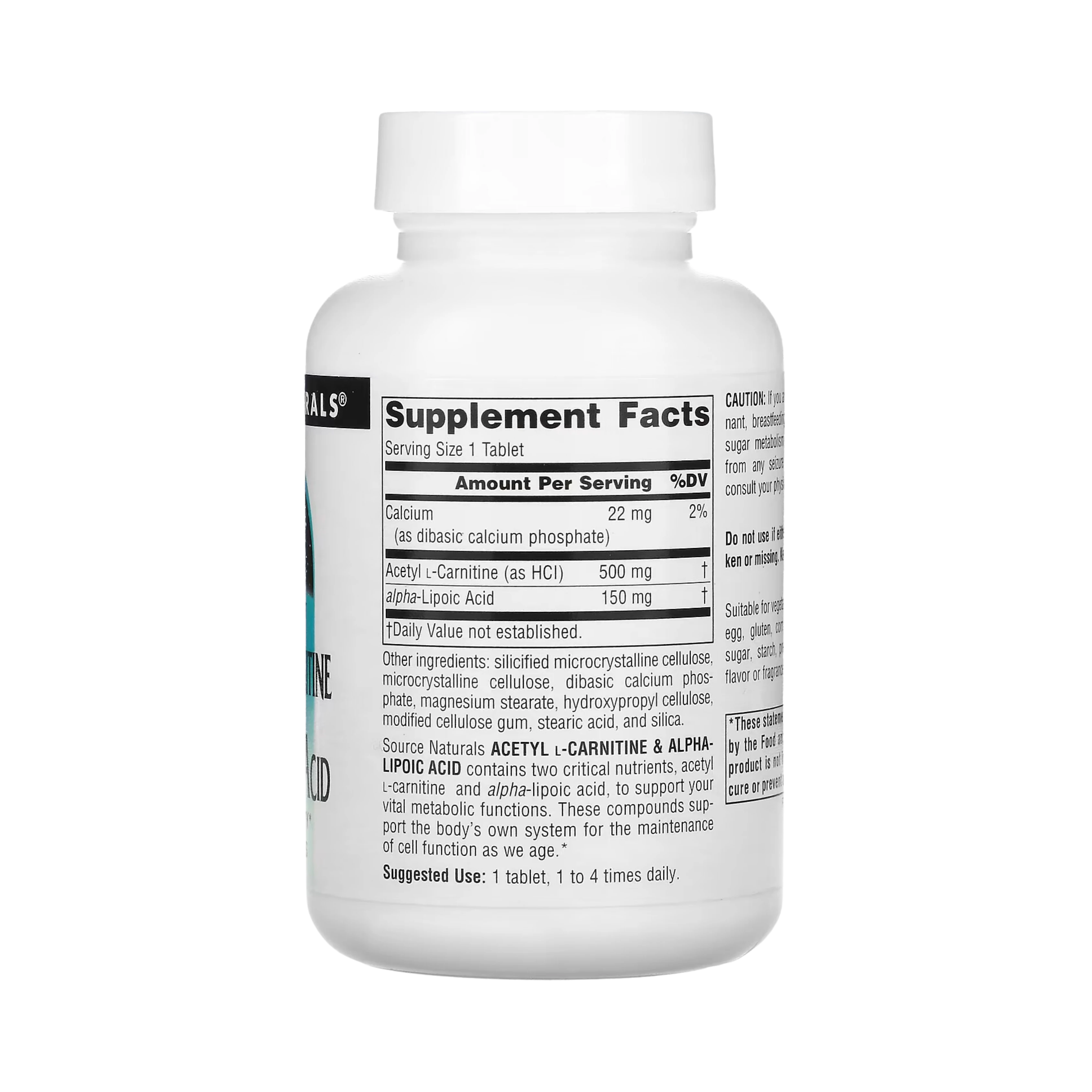 Source Naturals, Acetyl L-Carnitine & Alpha-Lipoic Acid, 650 Mg, 60 Tabs