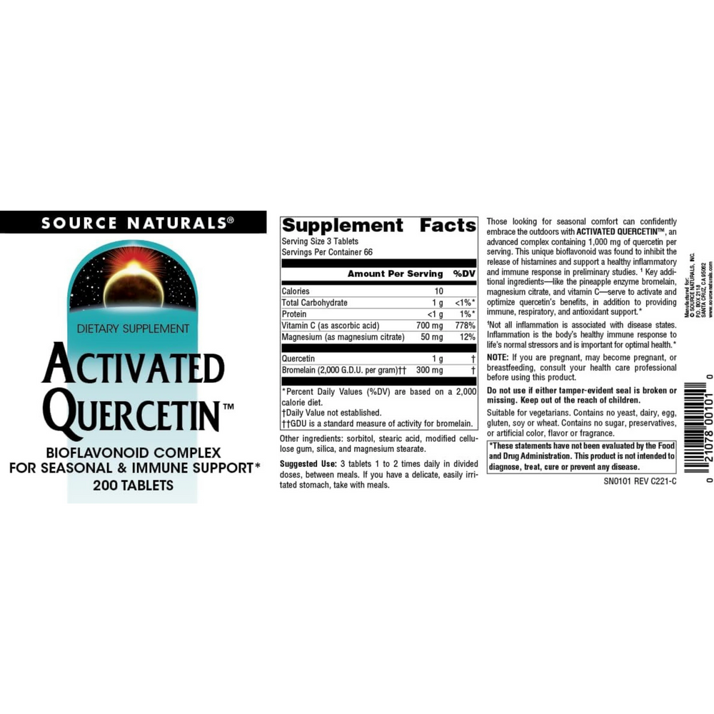 Source Naturals, Activated Quercetin, 200 Tablets
