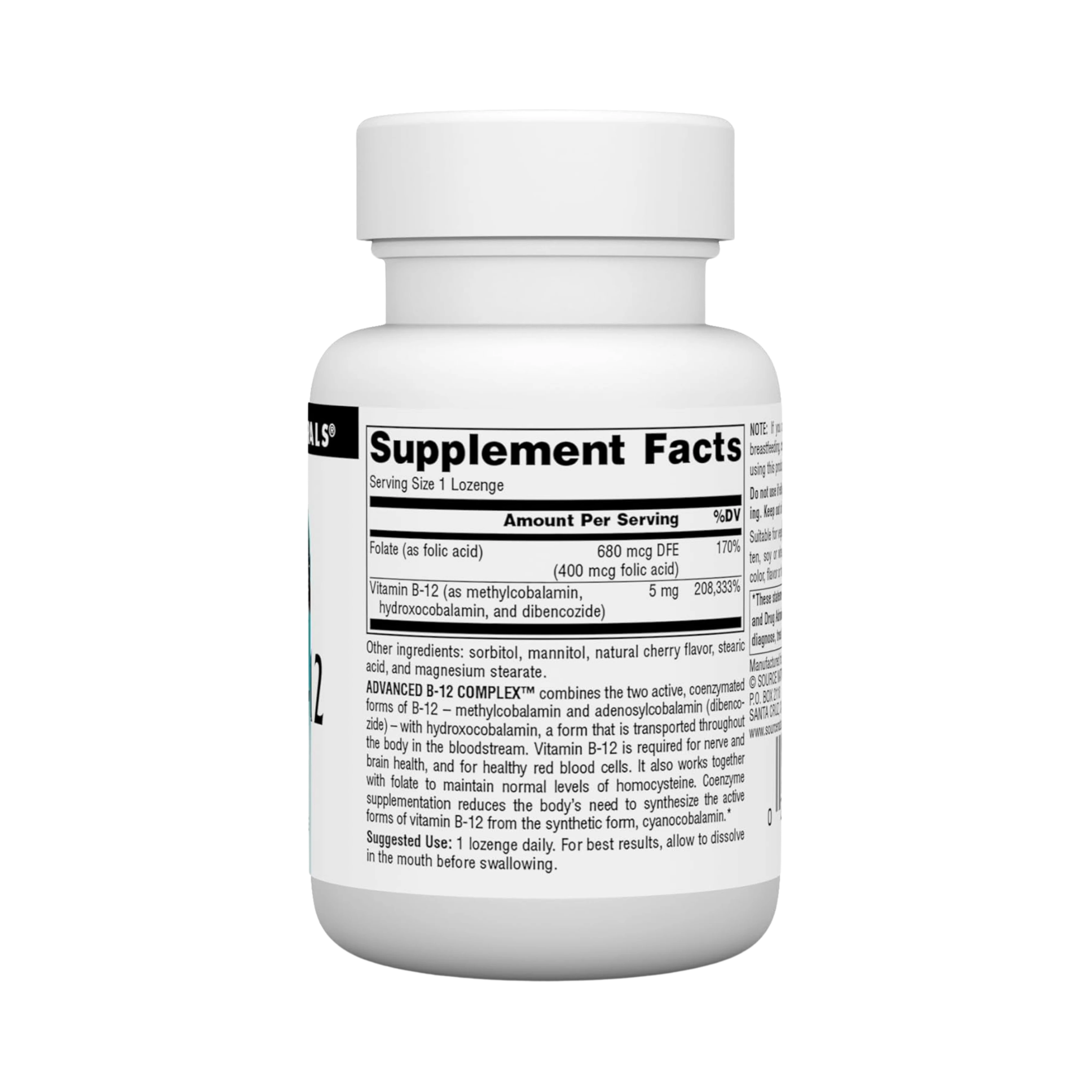 Source Naturals, Advanced B-12 Complex, 5 Mg, 30 Lozenge