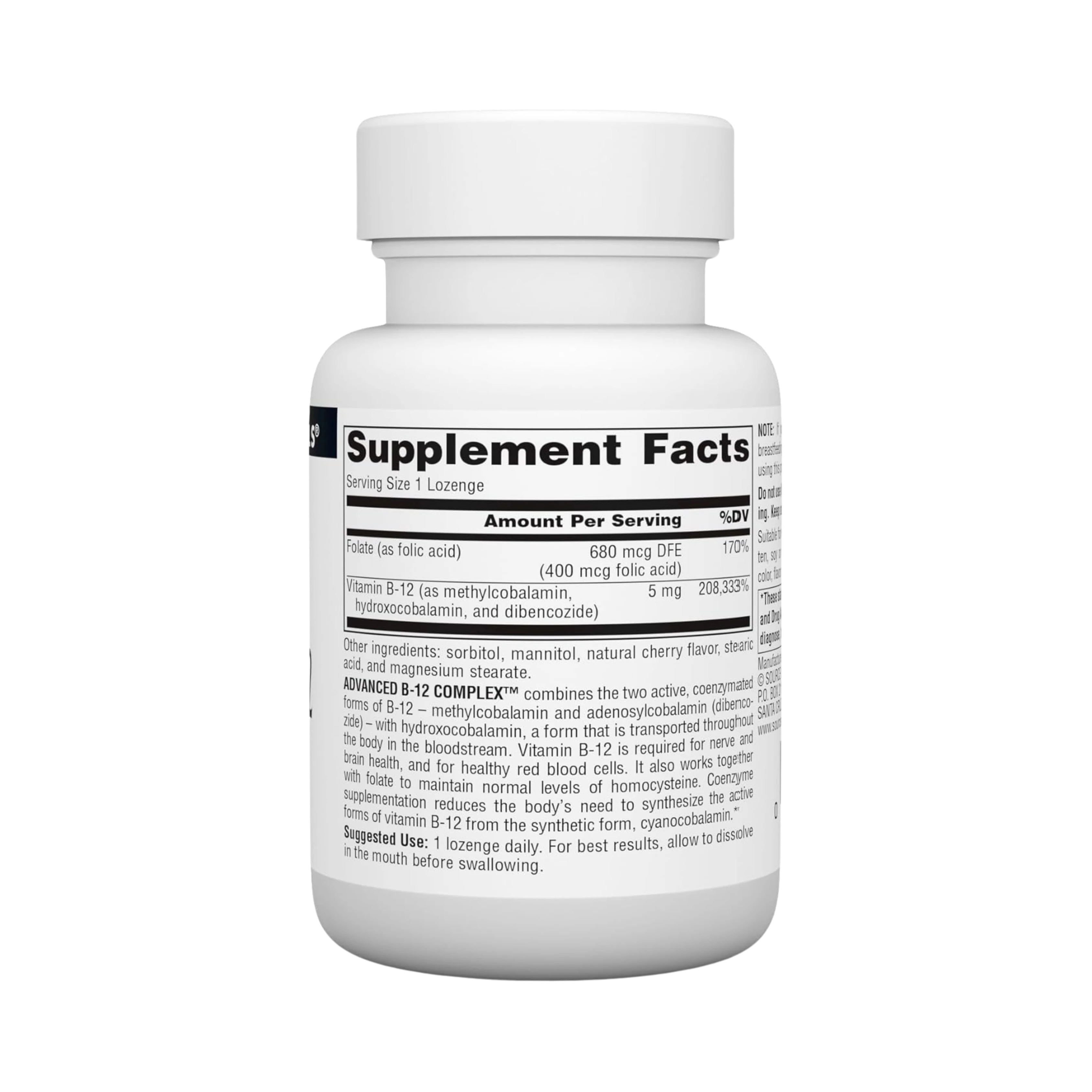 Source Naturals, Advanced B-12 Complex, 5 Mg, 60 Lozenge