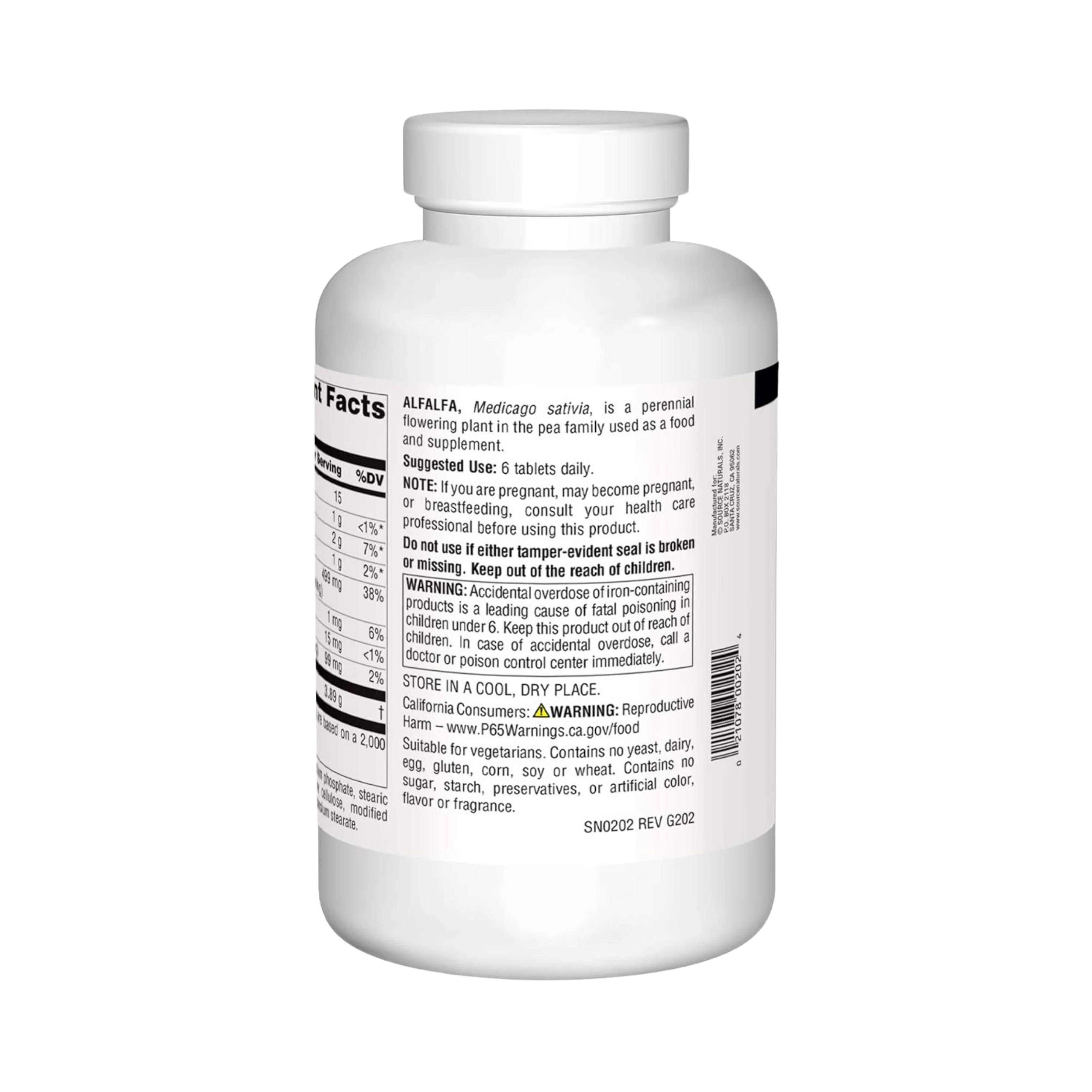 Source Naturals, Alfalfa, 648 Mg, 500 Tablets