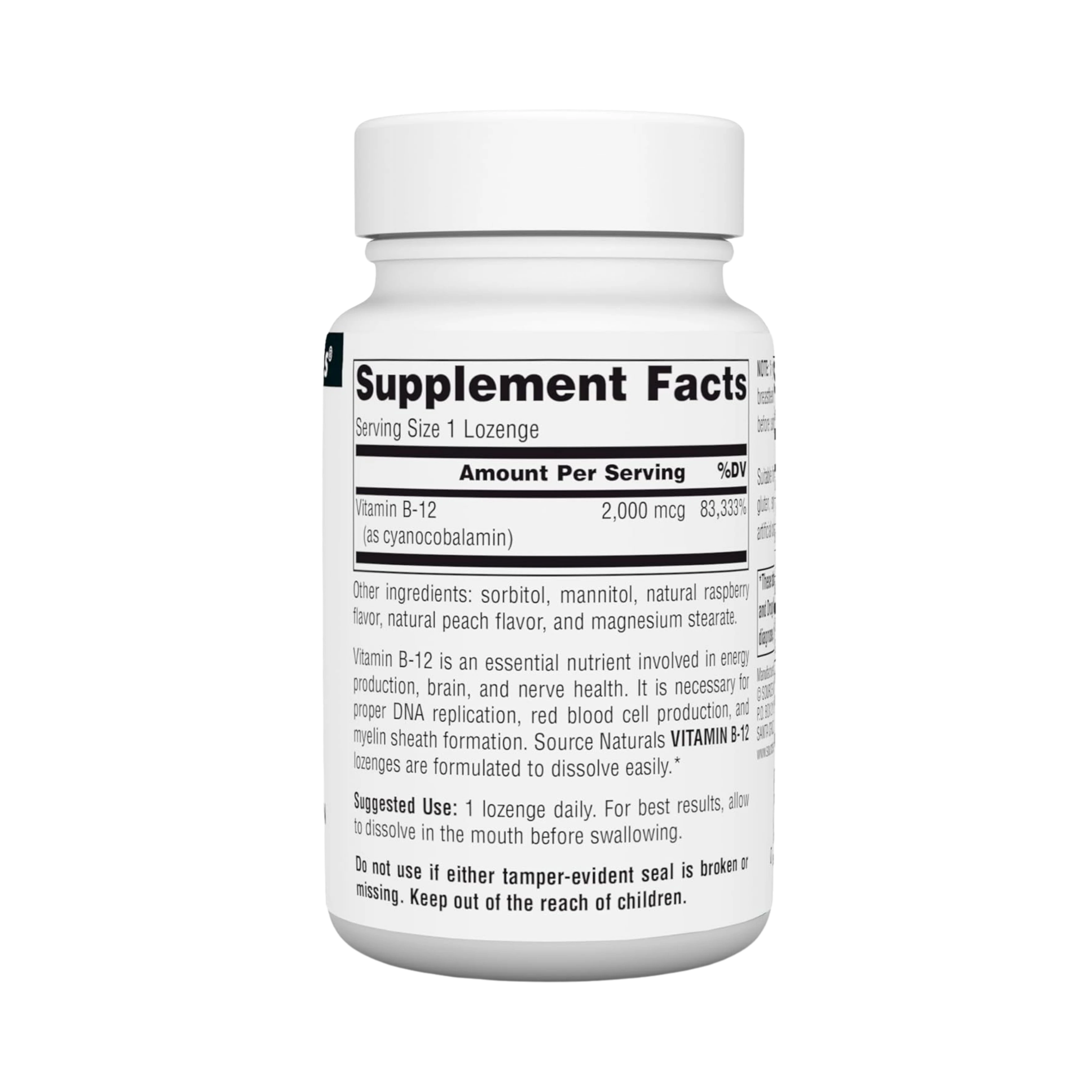 Source Naturals, B-12, 2000 Mcg, 100 Lozenge