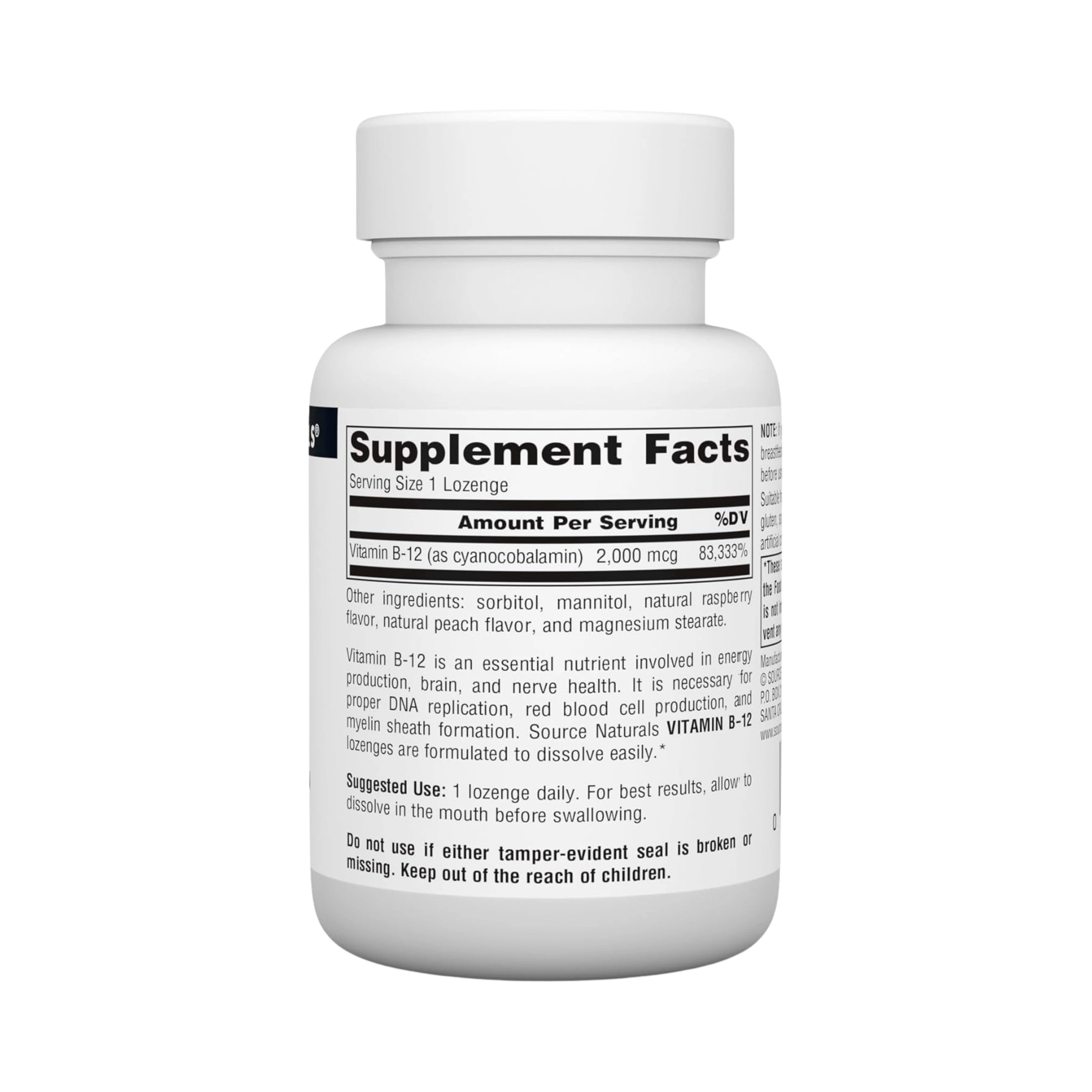 Source Naturals, B-12, 2000 Mcg, 50 Lozenge
