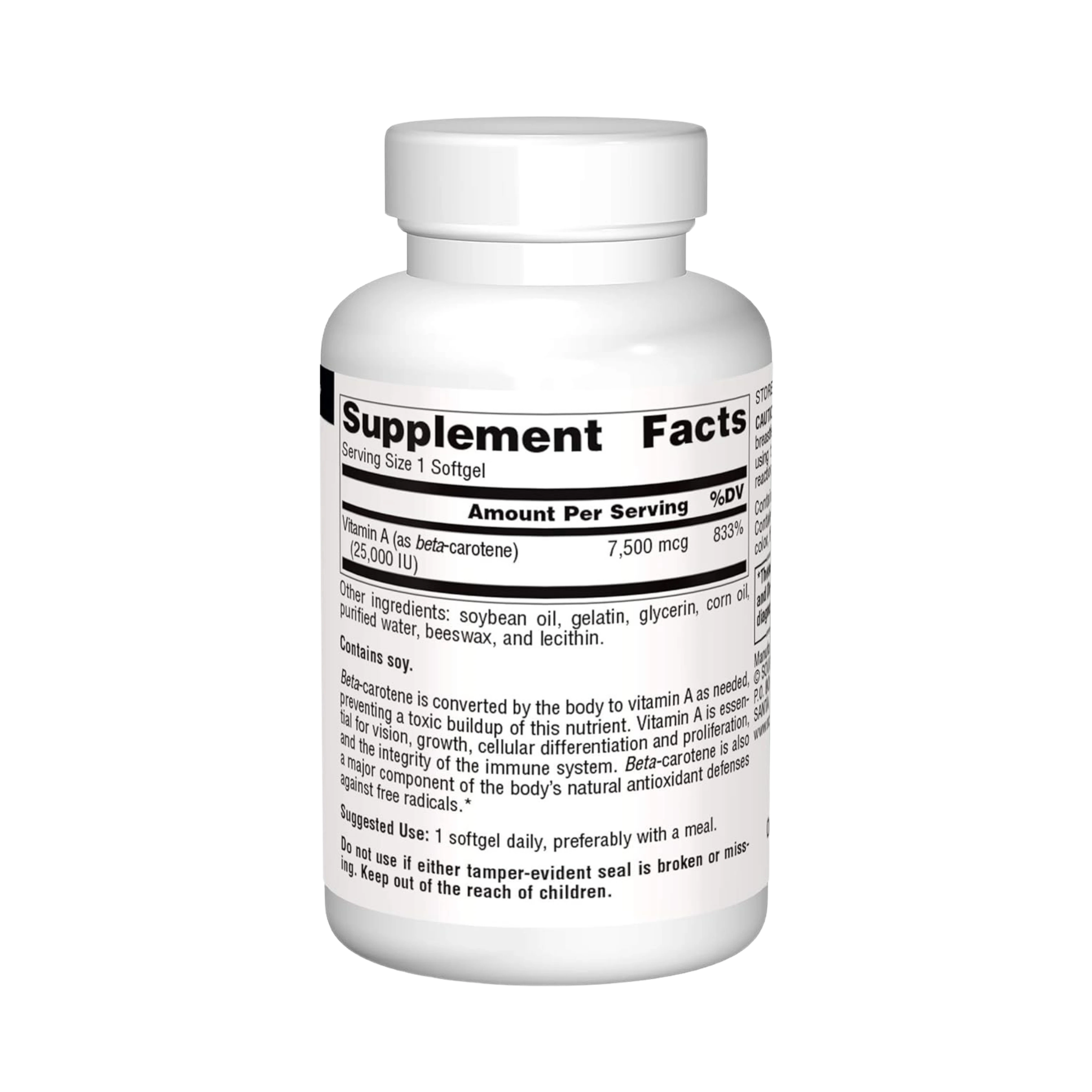 Source Naturals, Beta Carotene, 25000 IU, 100 Softgels