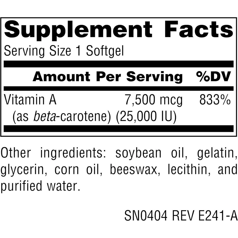 Source Naturals, Beta Carotene, 25000 IU, 250 Softgels