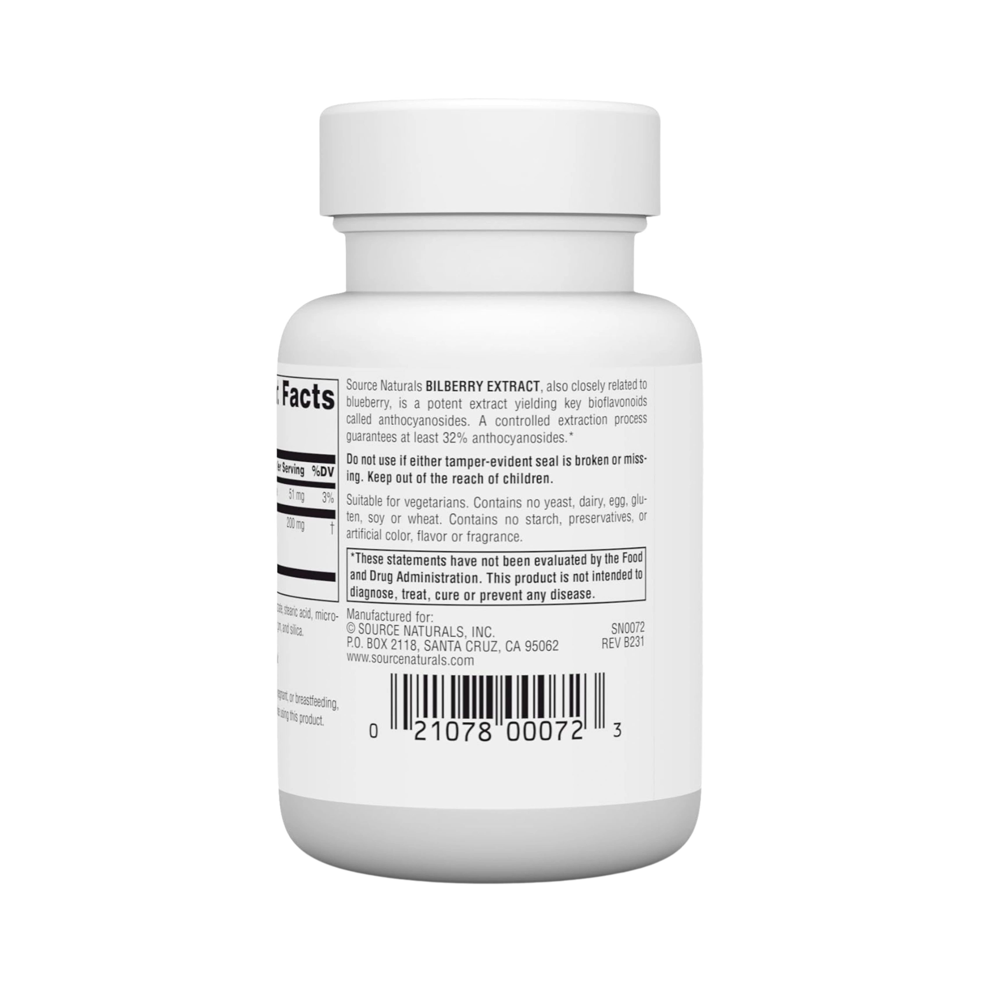 Source Naturals, Bilberry Extract, 100 Mg, 30 Tablets