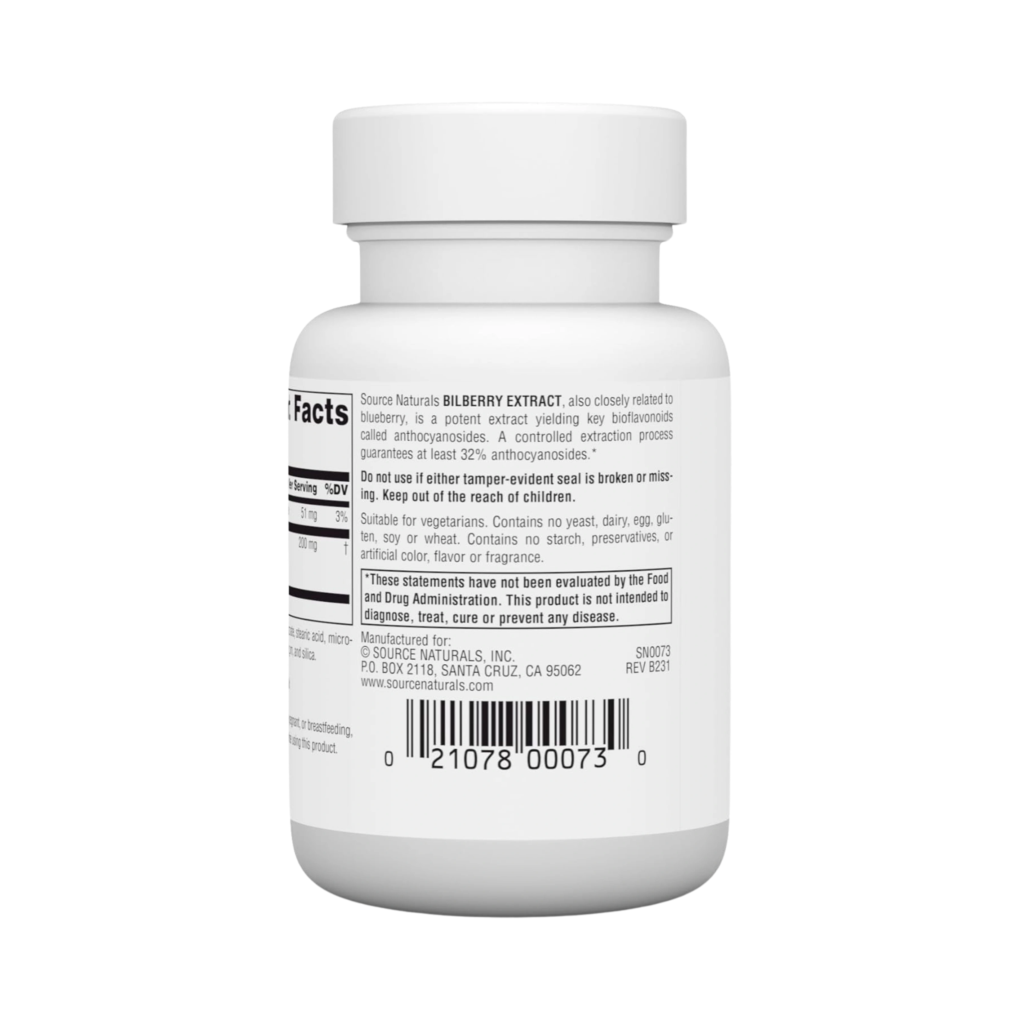 Source Naturals, Bilberry Extract, 100 Mg, 60 Tablets
