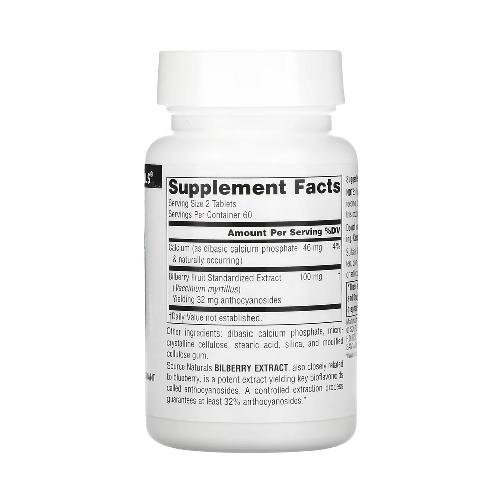 Source Naturals, Bilberry Extract, 50 mg, 30 Tablets