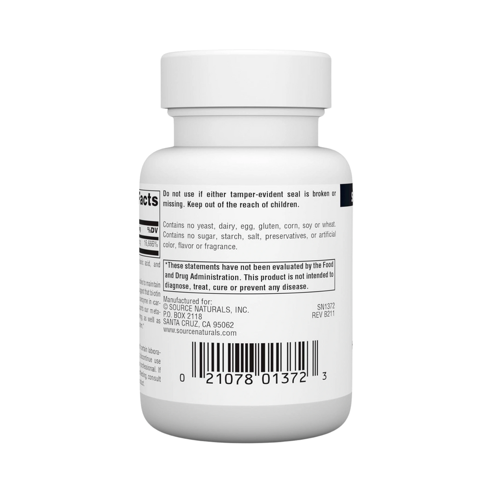 Source Naturals, Biotin, 5000 Mcg, 60 Tablets
