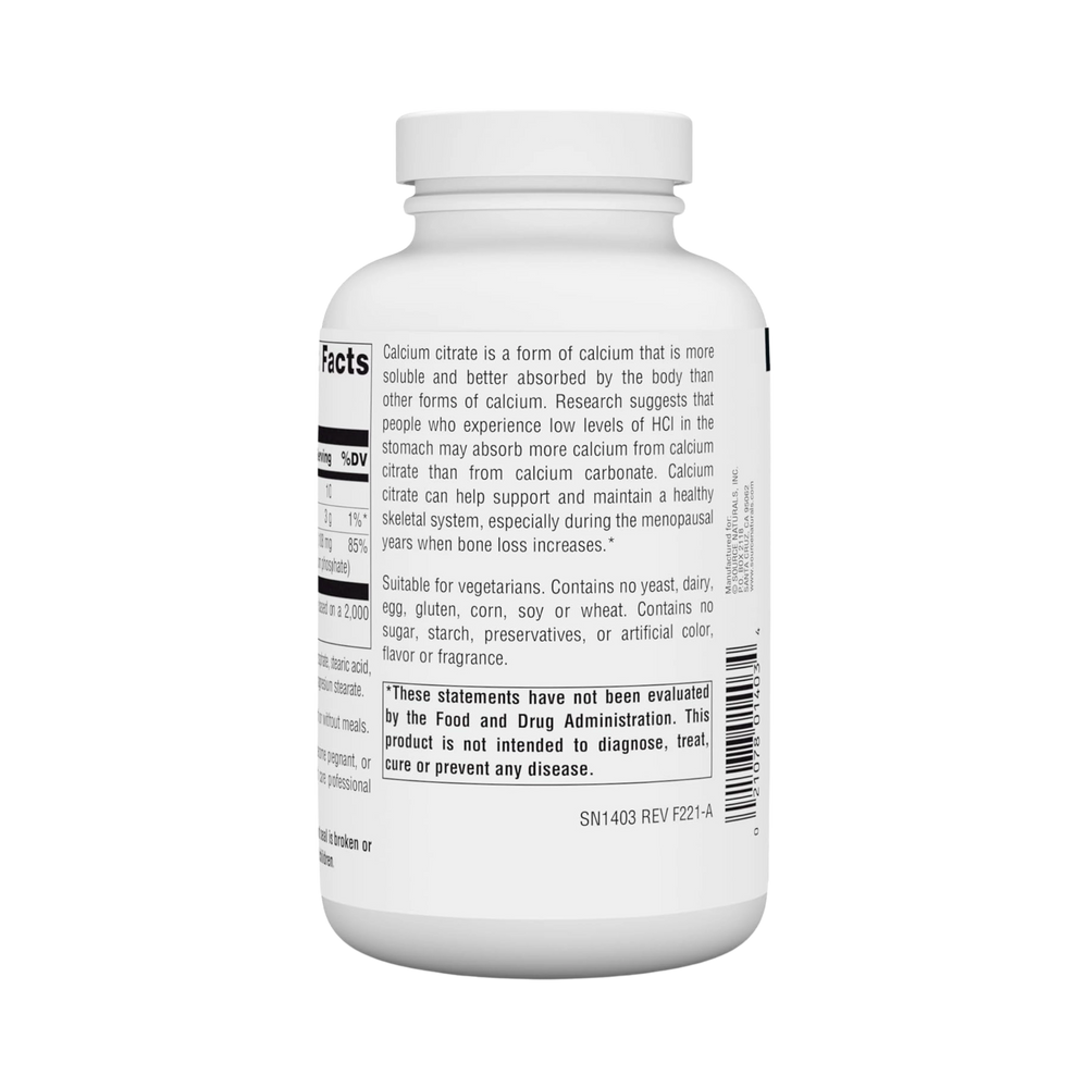 Source Naturals, Calcium Citrate, Table Herbs, 1,000 Mg, 180 Tablets