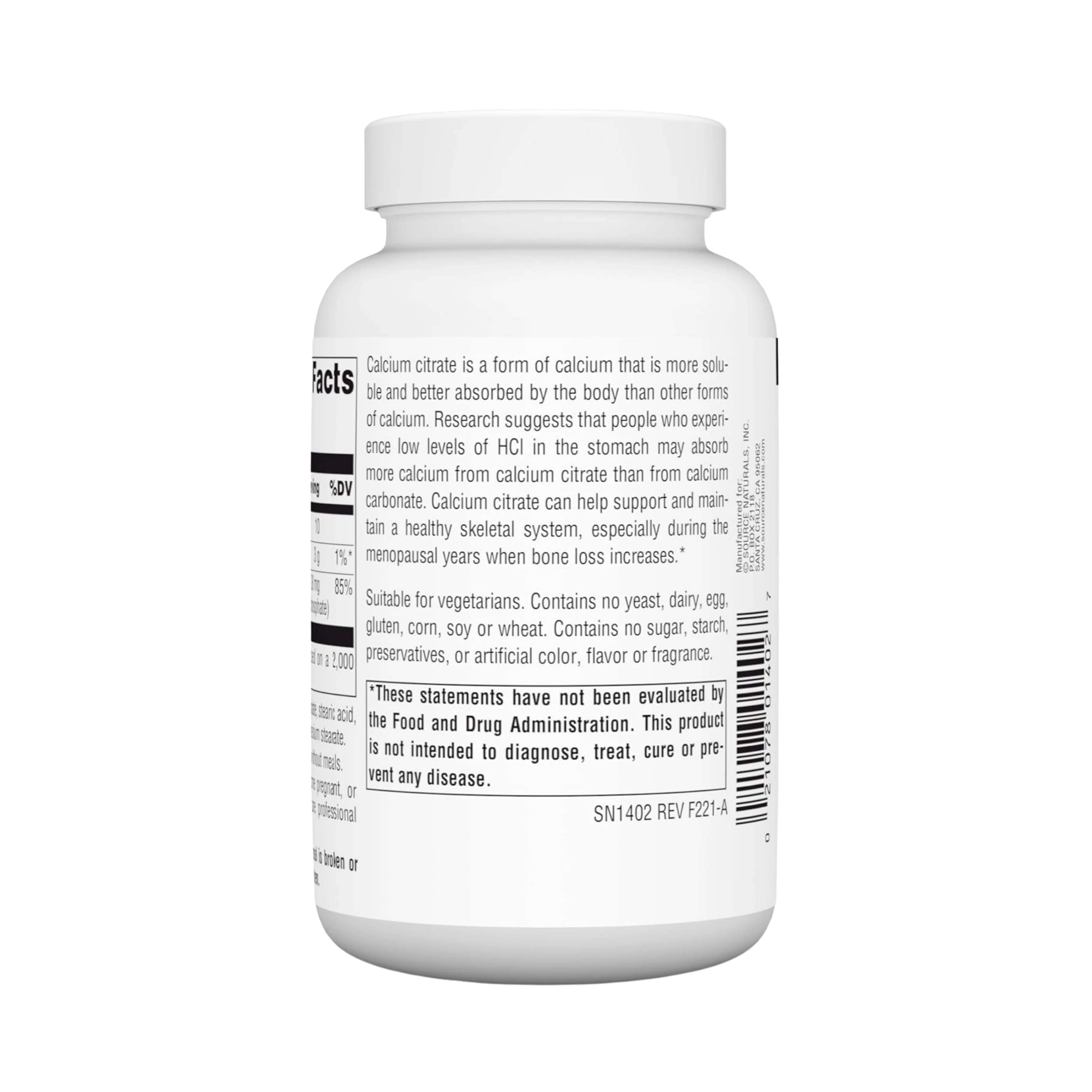 Source Naturals, Calcium Citrate, Table Herbs, 1,000 Mg, 90 Tablets