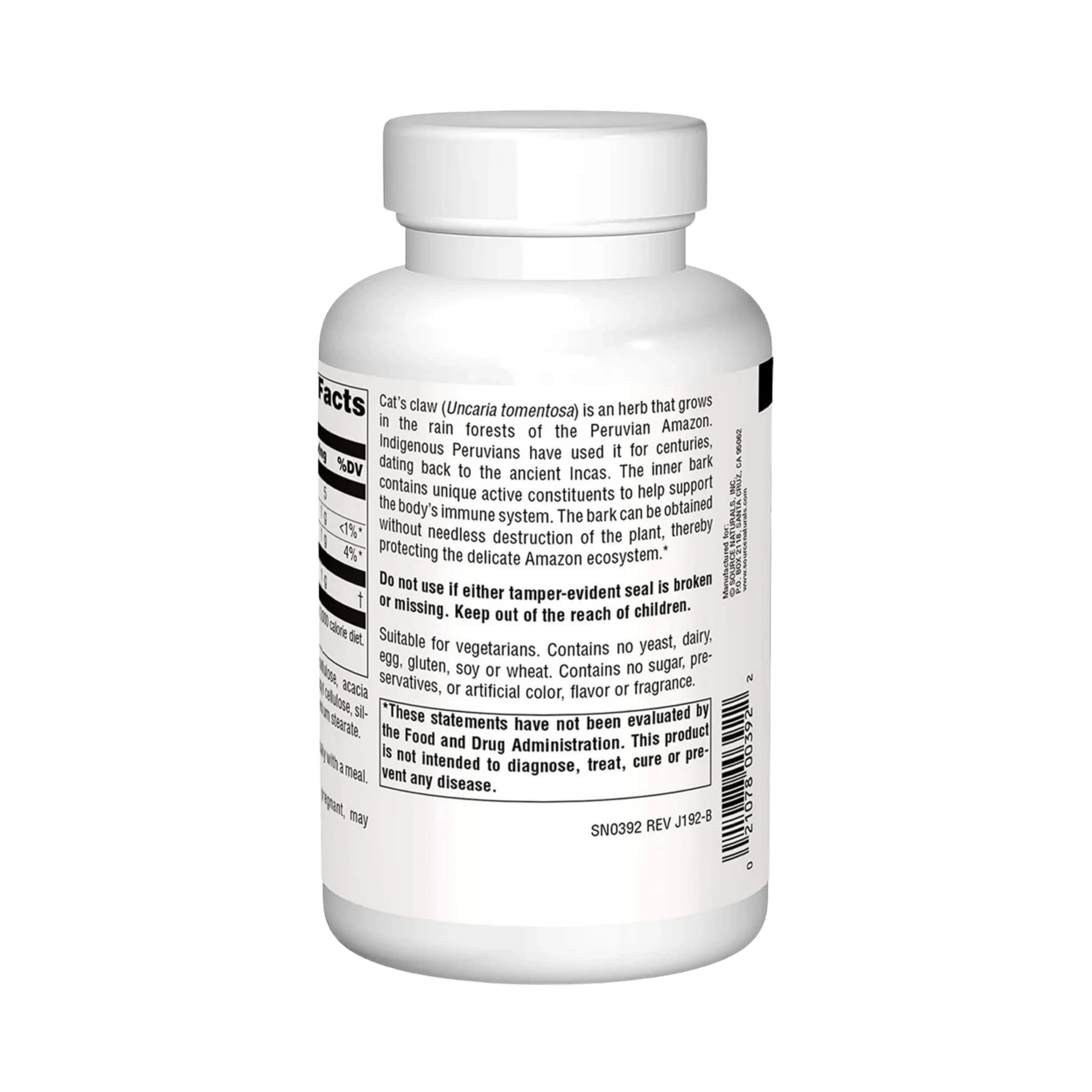 Source Naturals, Cat's Claw Bark Una de Gato, 1000 Mg, 120 Tablets