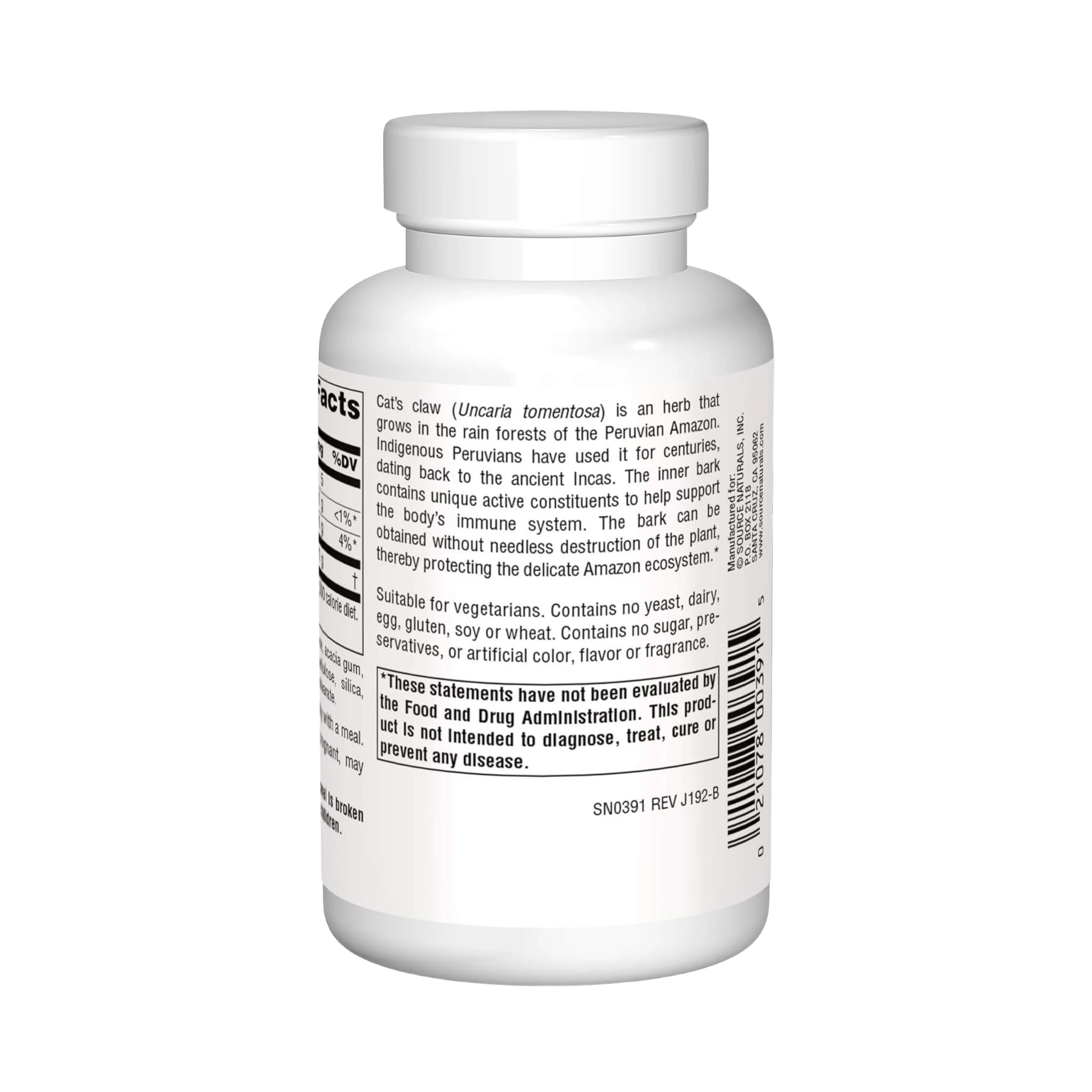 Source Naturals, Cat's Claw Bark Una de Gato, 1000 Mg, 60 Tablets