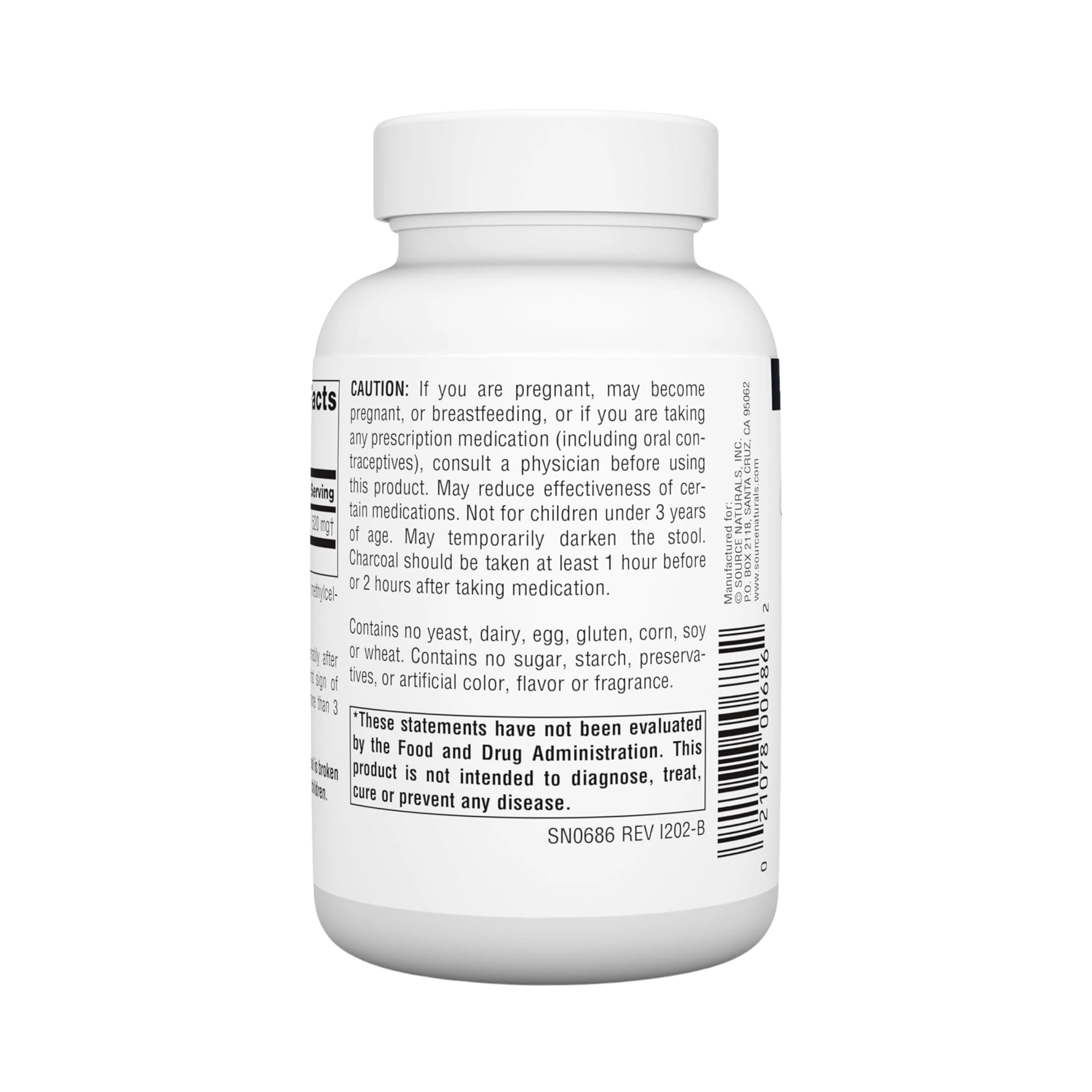 Source Naturals, Charcoal, 260 Mg, 100 Capsules