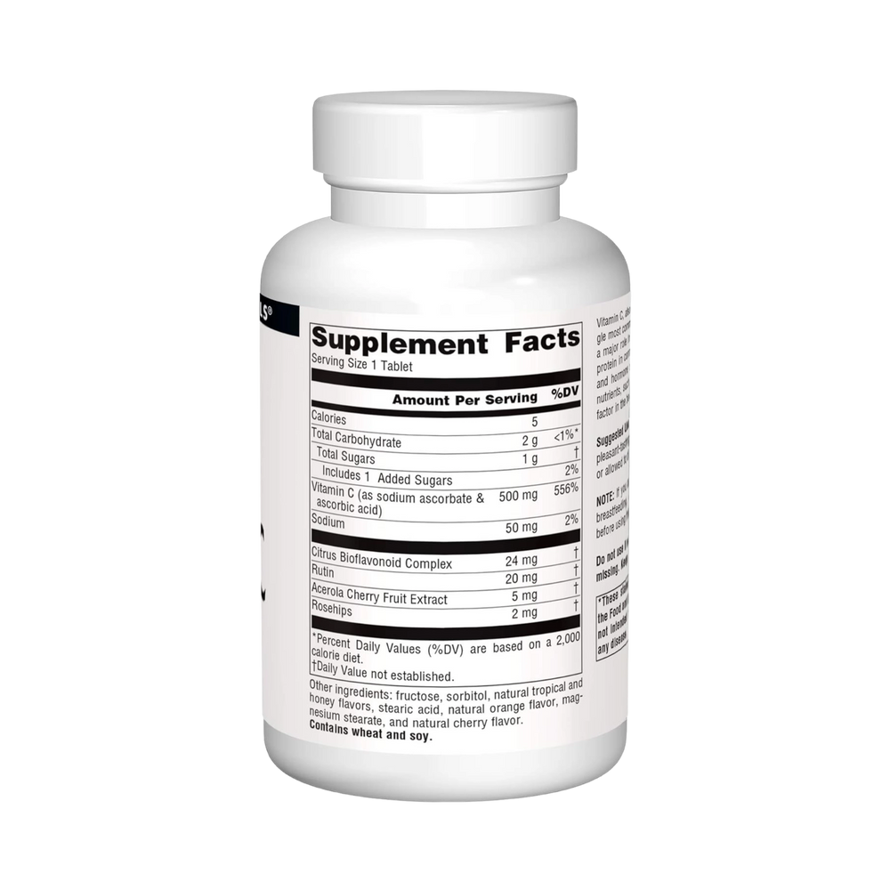 Source Naturals, Chewable C, Acerola Cherry, 500 Mg, 100 Fruit Tablets