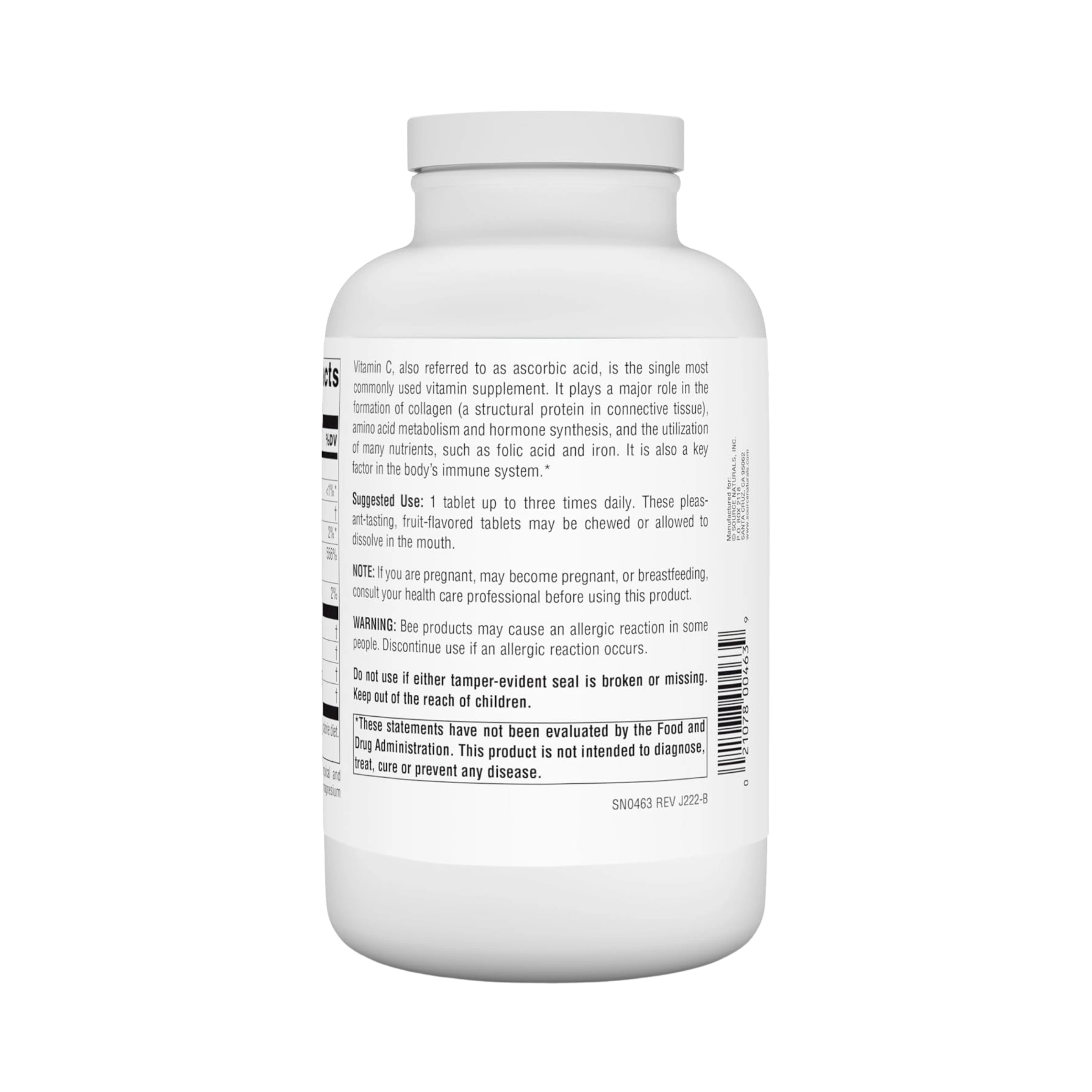 Source Naturals, Chewable C, Acerola Cherry, 500 Mg, 250 Fruit Tablets