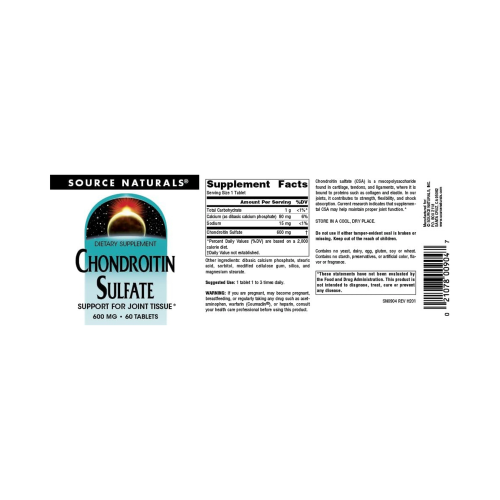 Source Naturals, Chondroitin Sulfate, 600 Mg, 60 Capsules