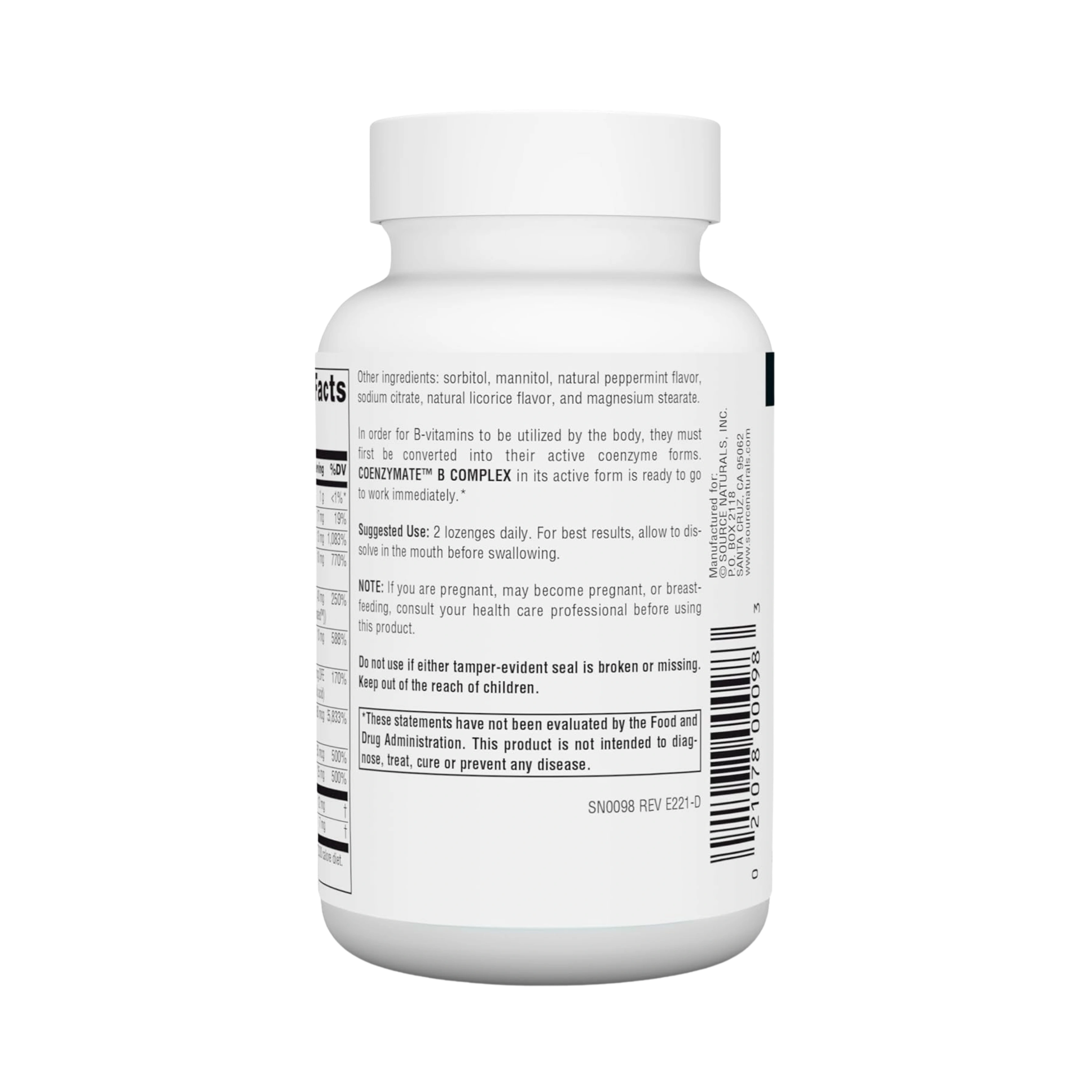 Source Naturals, Coenzymate B Complex, 120 Peppermint Lozenge