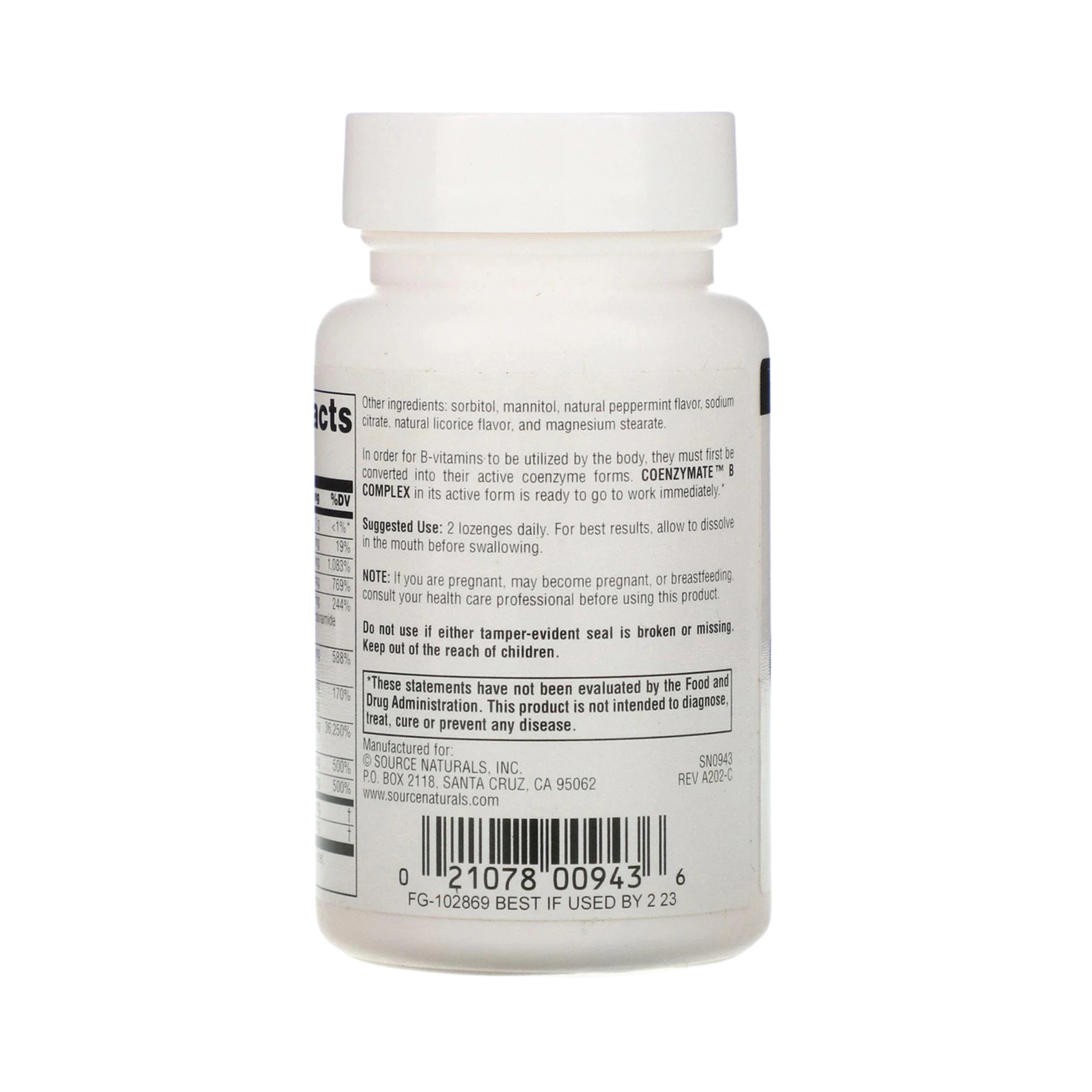 Source Naturals, Coenzymate B Complex, 30 Peppermint Lozenge