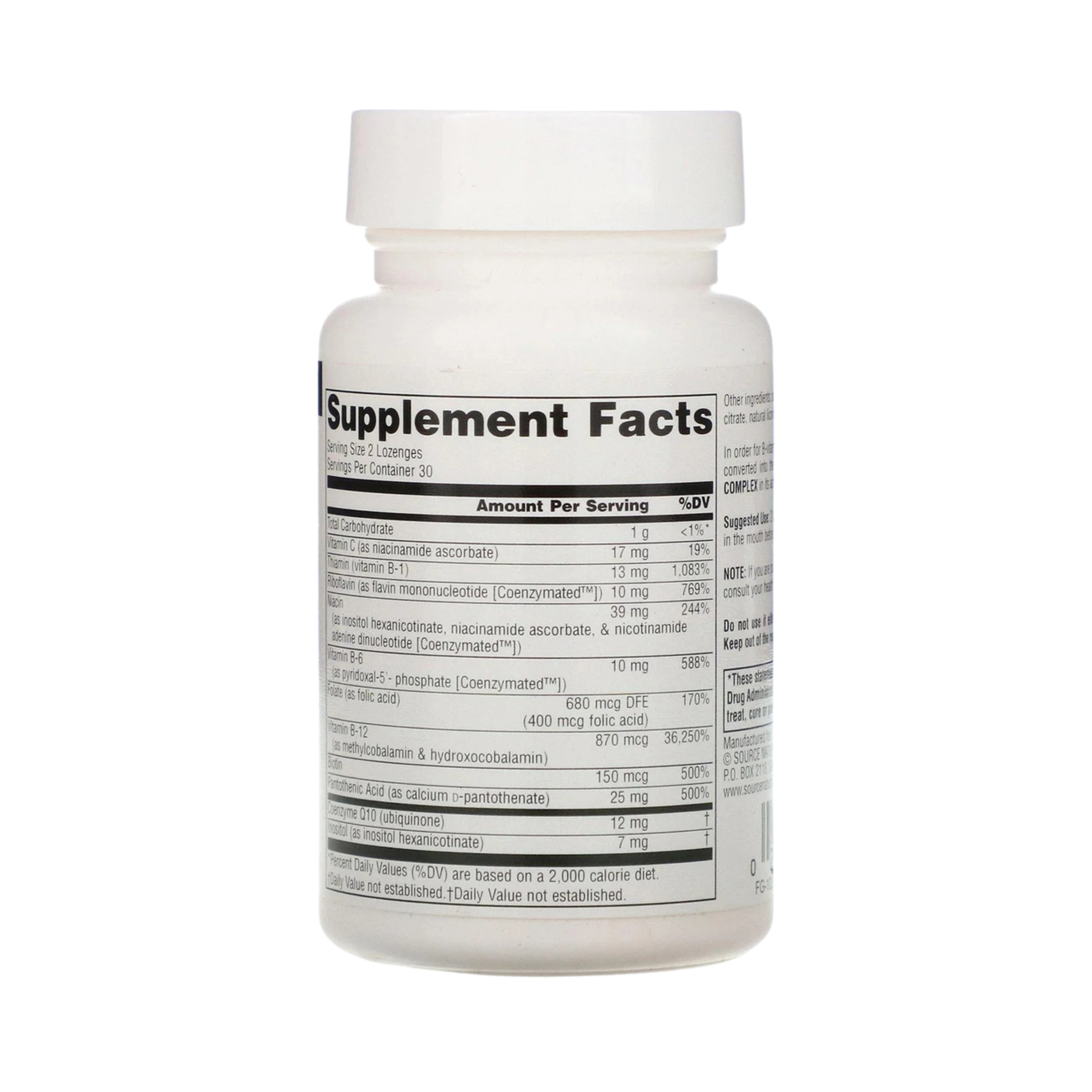 Source Naturals, Coenzymate B Complex, 30 Peppermint Lozenge