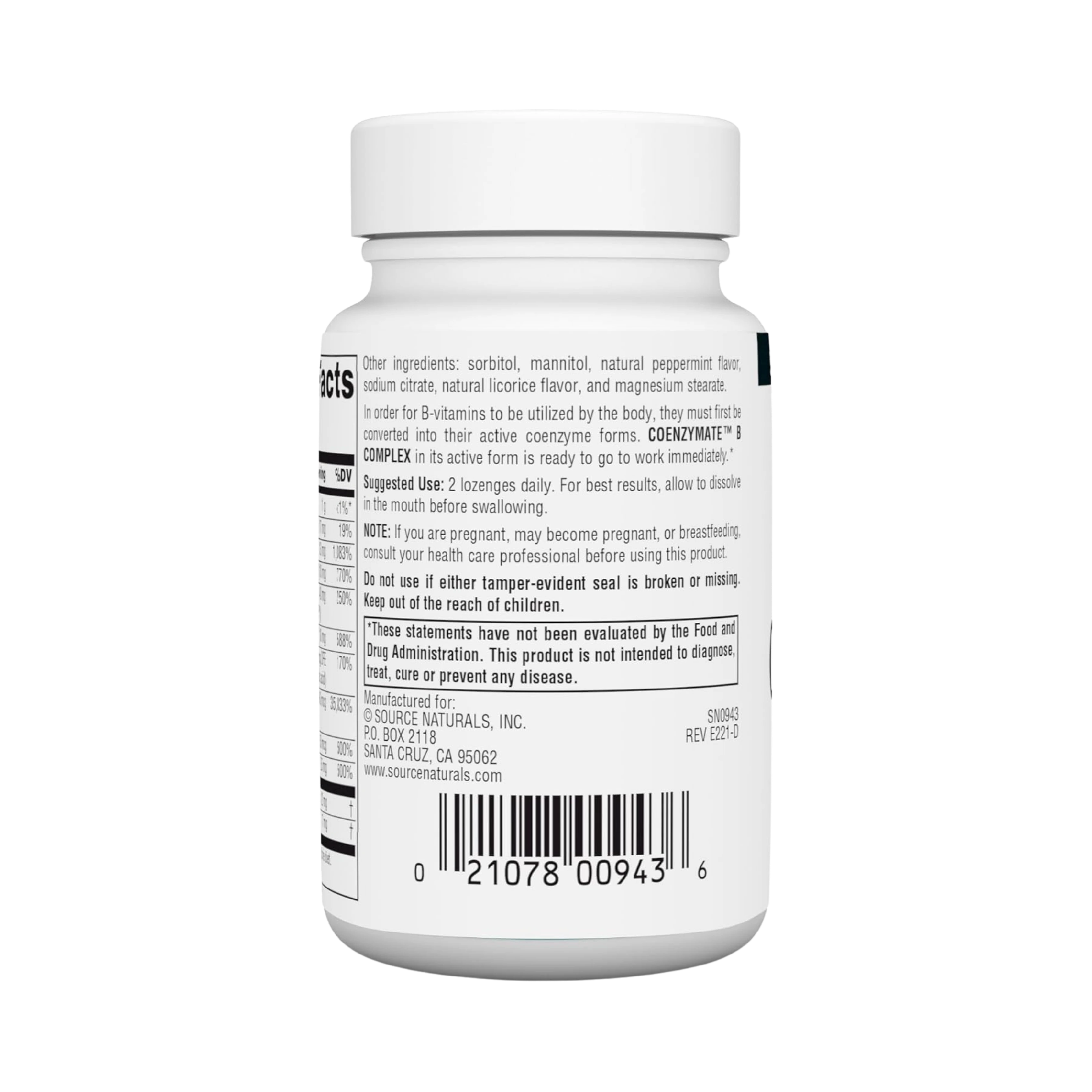 Source Naturals, Coenzymate B Complex, 60 Peppermint Lozenge