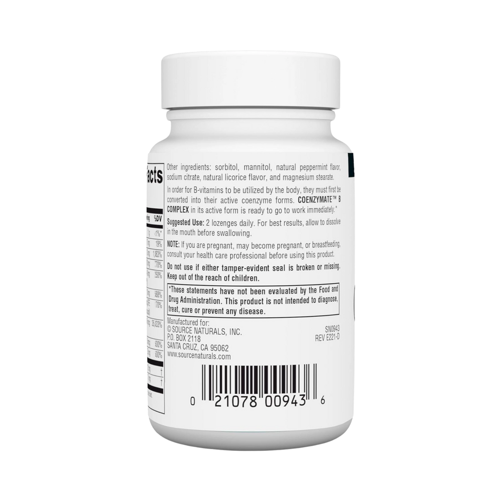 Source Naturals, Coenzymate B Complex, 60 Peppermint Lozenge