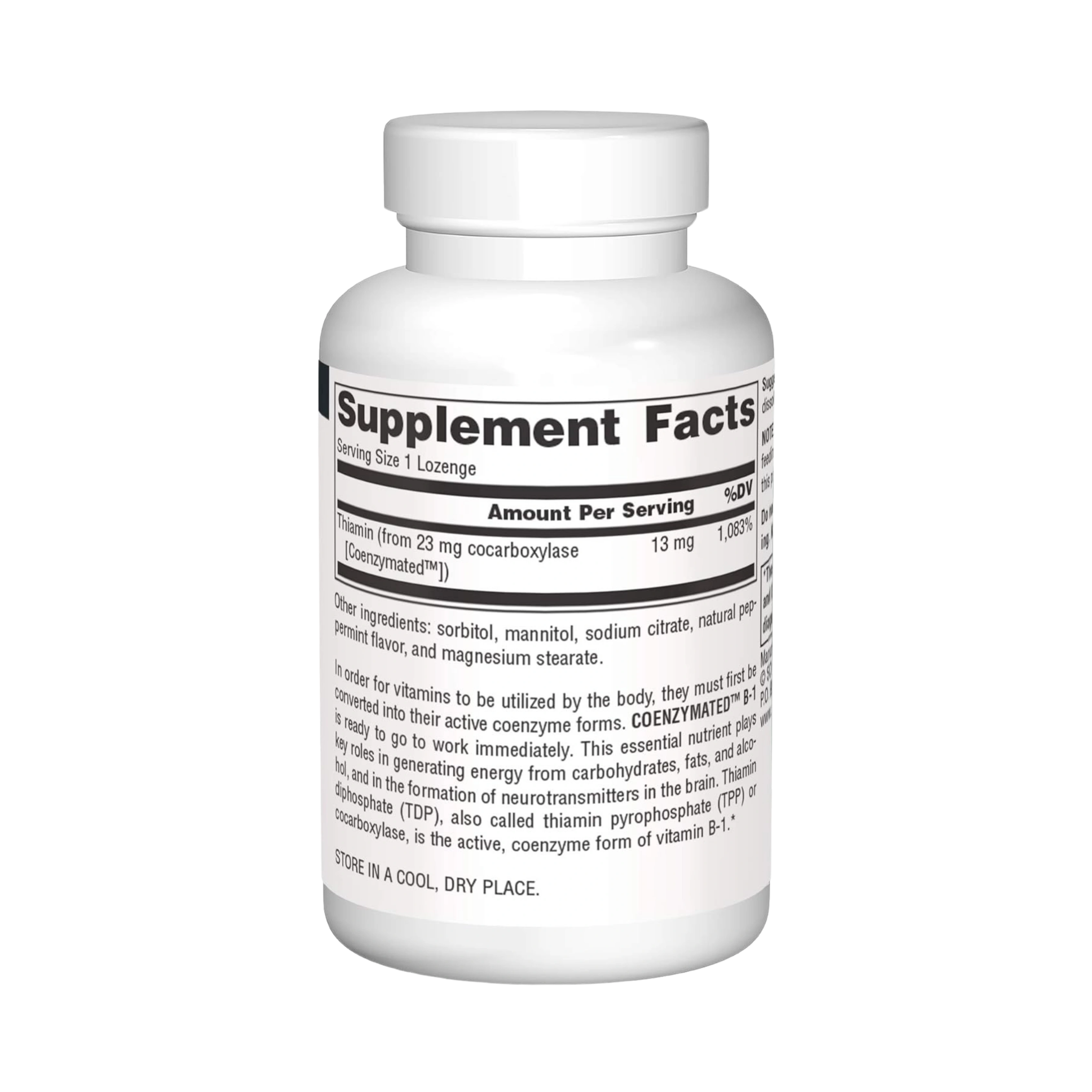 Source Naturals, Coenzymated B-1, 30 Peppermint Lozenge