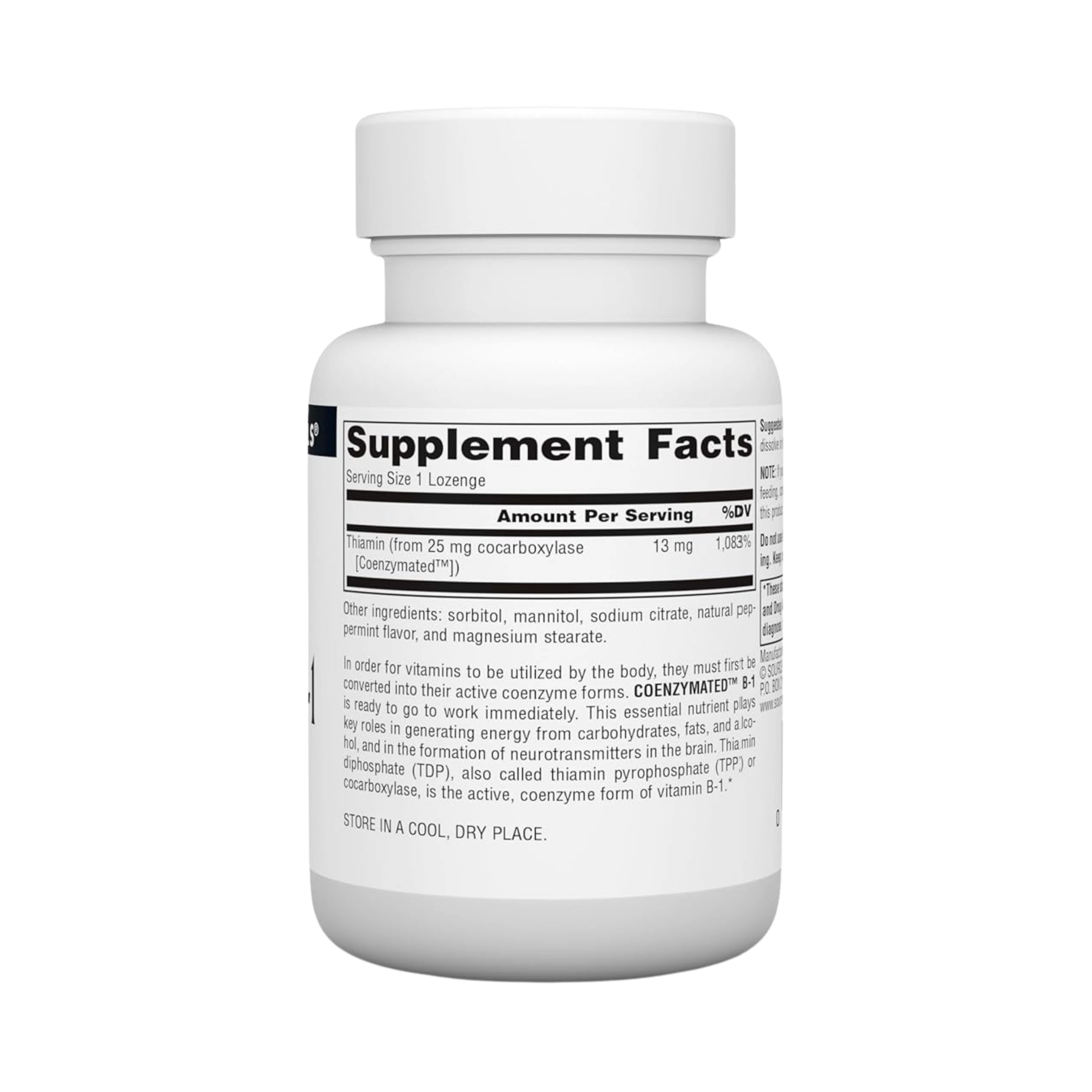 Source Naturals, Coenzymated B-1, 60 Peppermint Lozenge