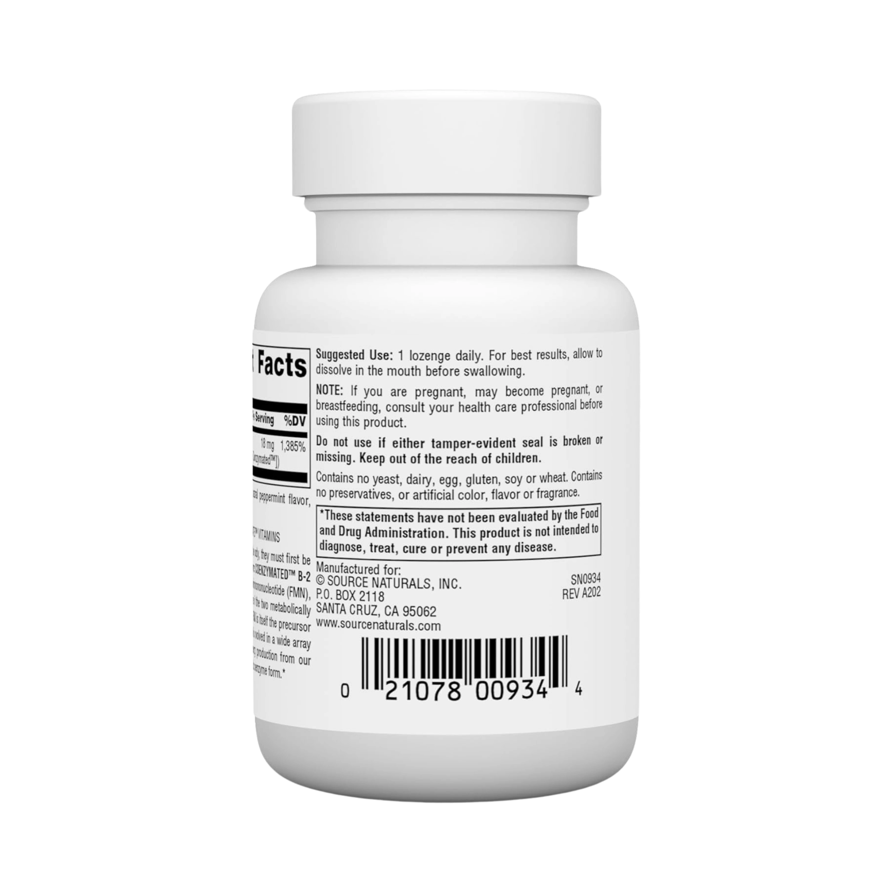 Source Naturals, Coenzymated, B-2, 25 Mg, 30 Lozenge