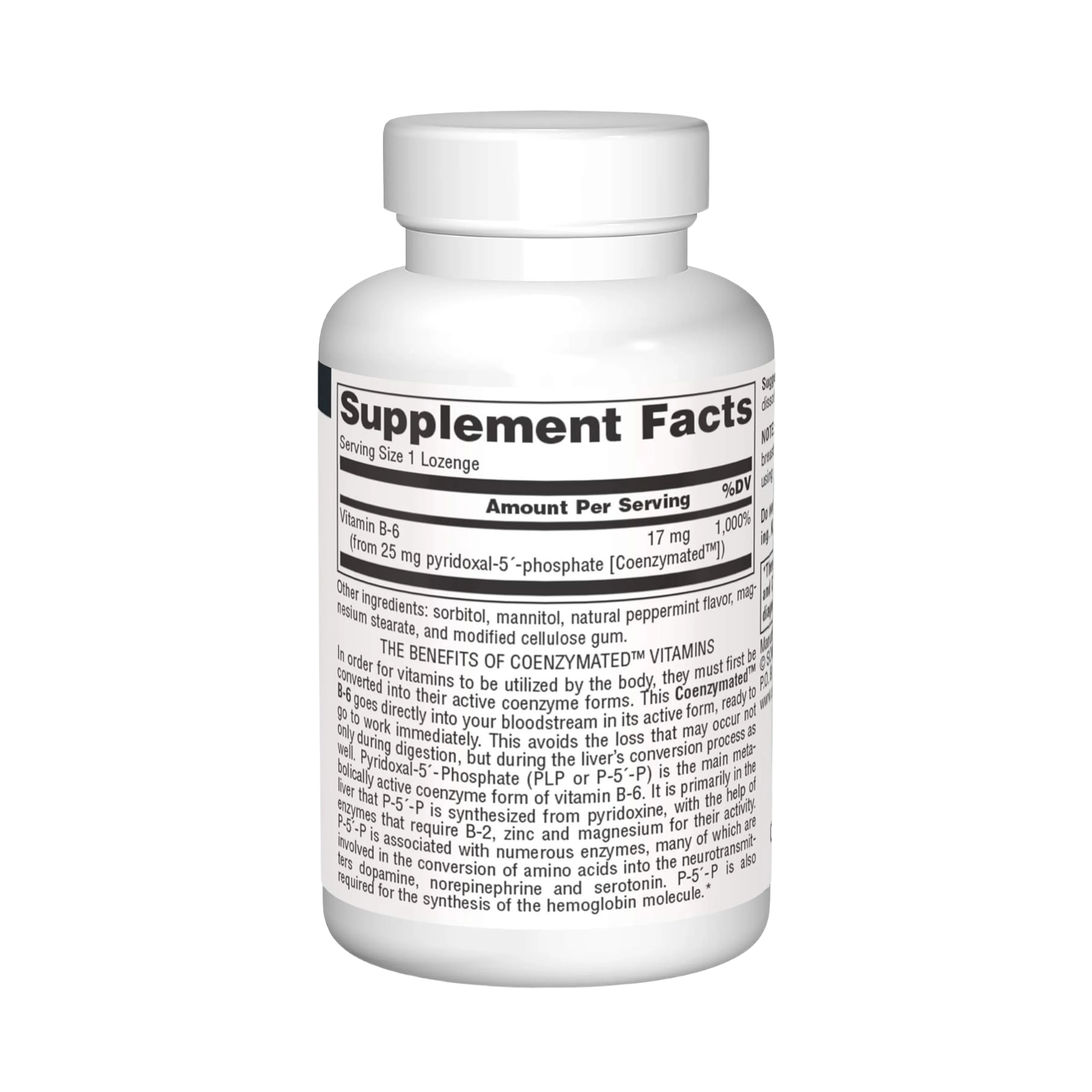 Source Naturals, Coenzymated, B-6, 25 Mg, 30 Peppermint Lozenge