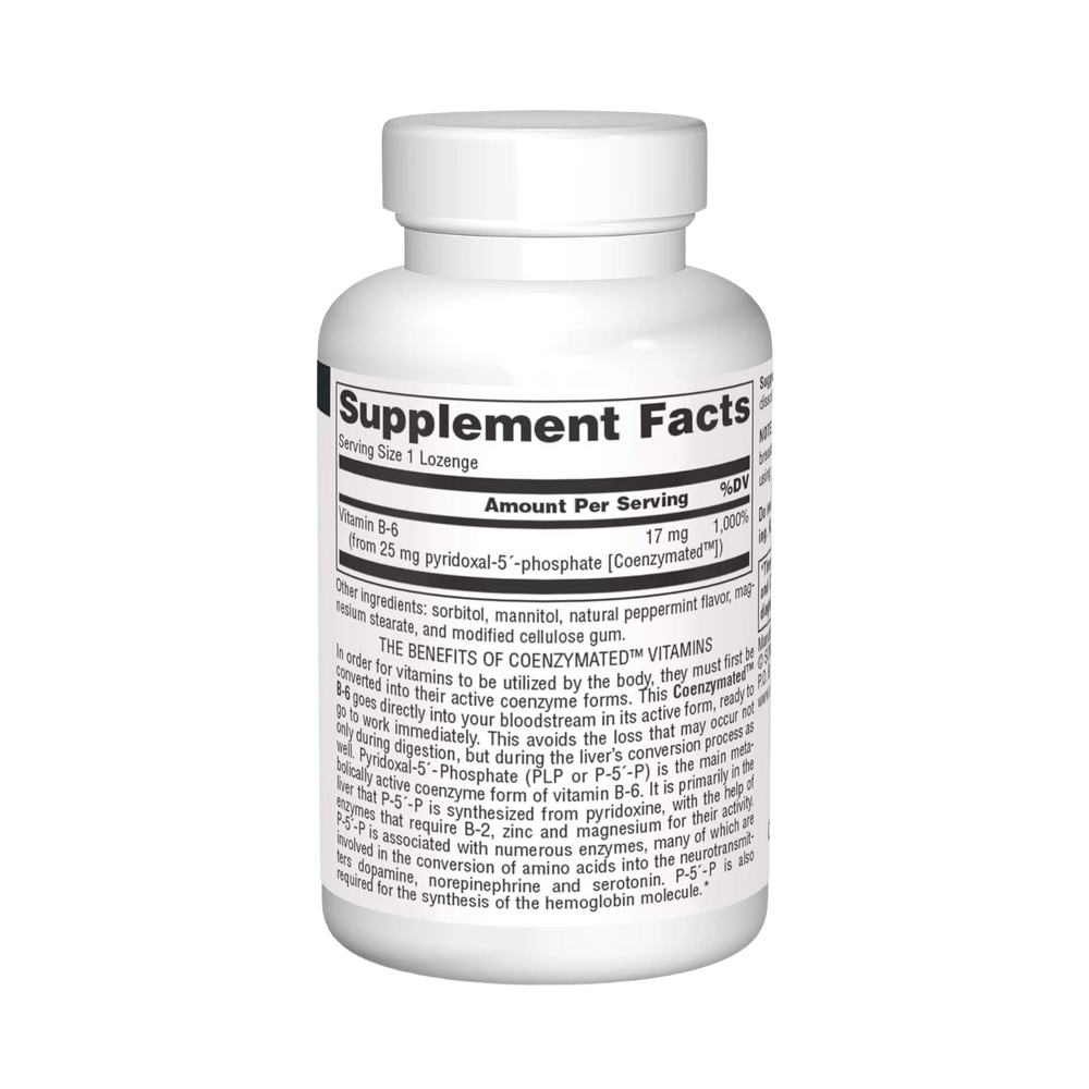 Source Naturals, Coenzymated, B-6, 25 Mg, 30 Peppermint Lozenge