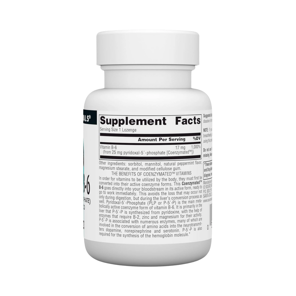 Source Naturals, Coenzymated, B-6, 25 Mg, 60 Peppermint Lozenge