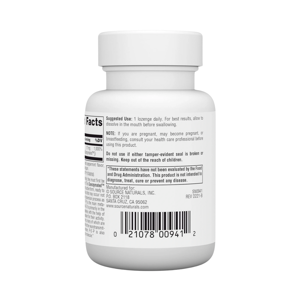 Source Naturals, Coenzymated, B-6, 25 Mg, 60 Peppermint Lozenge