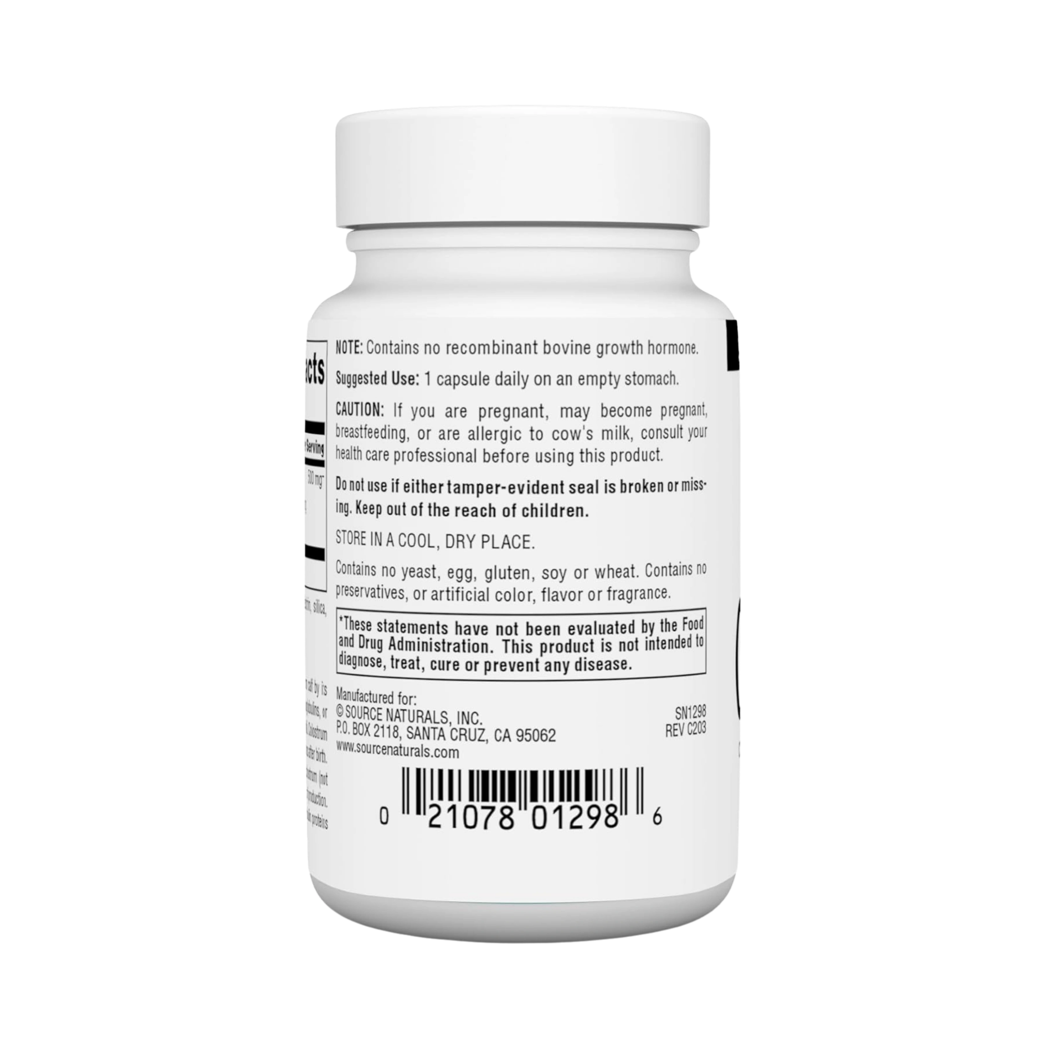 Source Naturals, Colostrum, 500 Mg, 30 Capsules